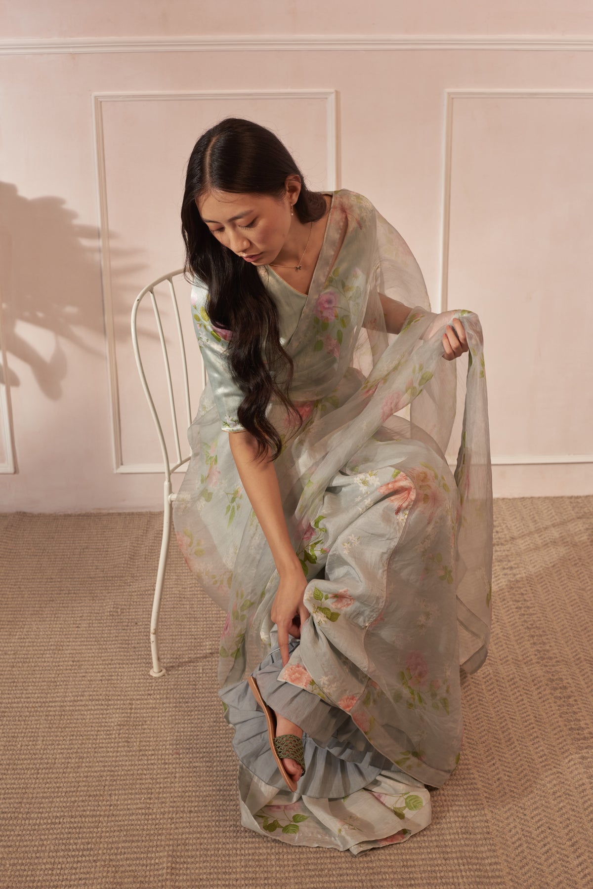 Mulberry silk &amp; organza sari