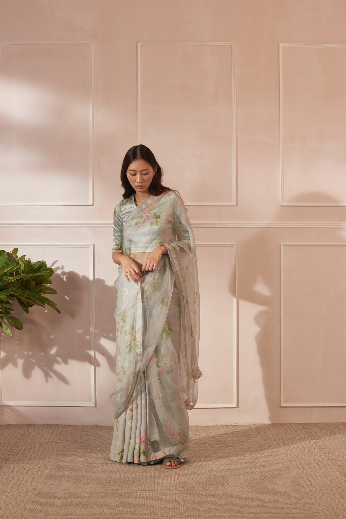 Mulberry silk &amp; organza sari