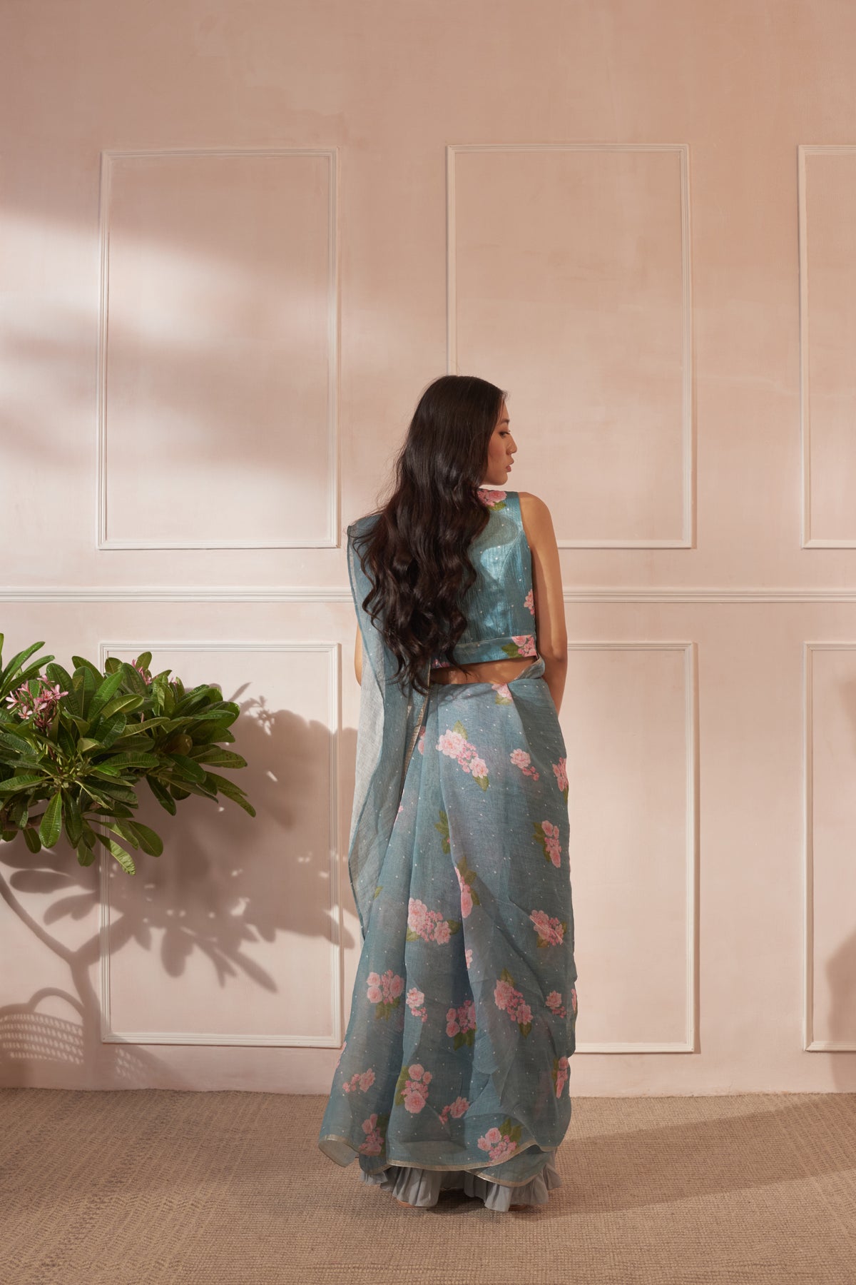 Hazari mogra linen sari