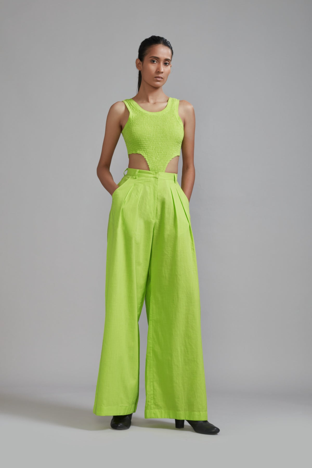 Neon Green Pleated Trouser