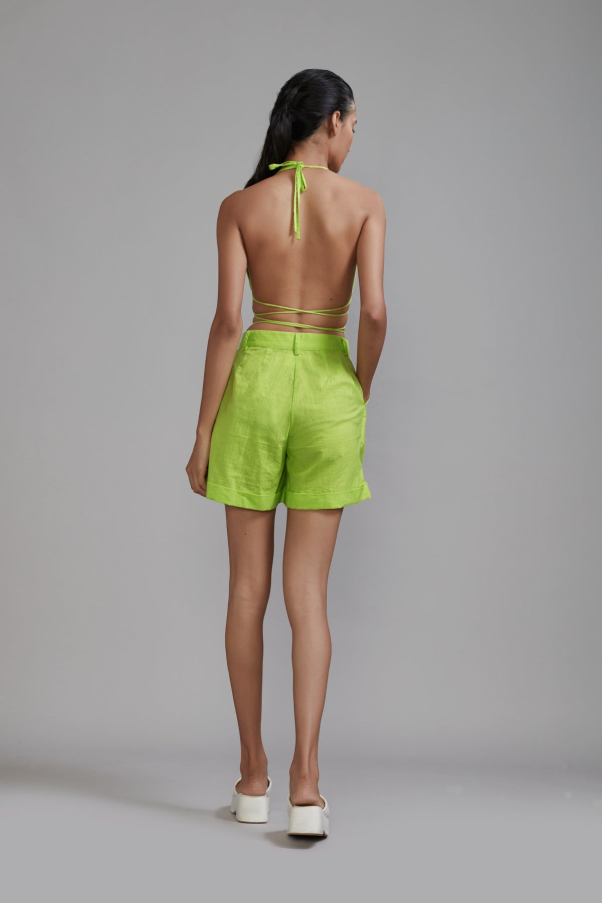 Neon Green Overlap Bralette Set
