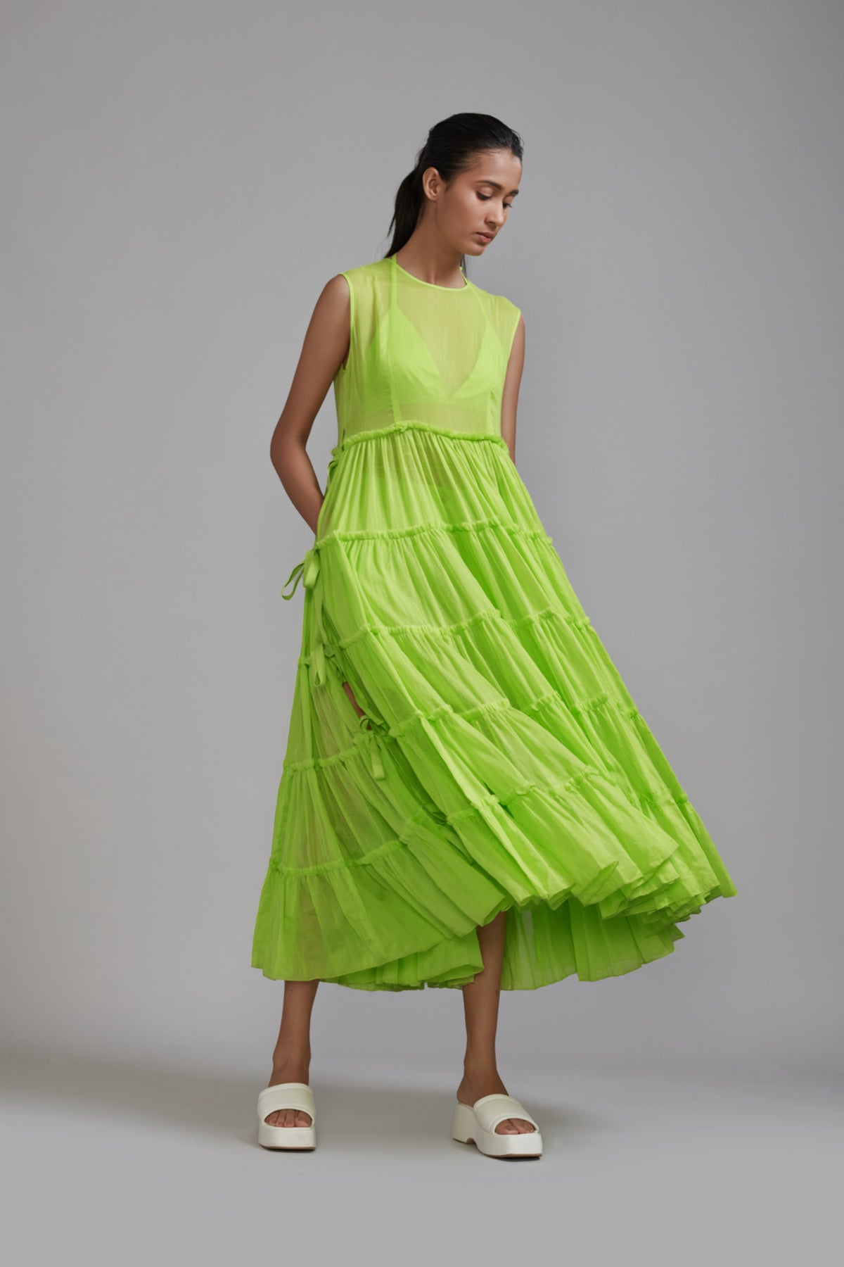 Neon Green Tiered Tunic Set