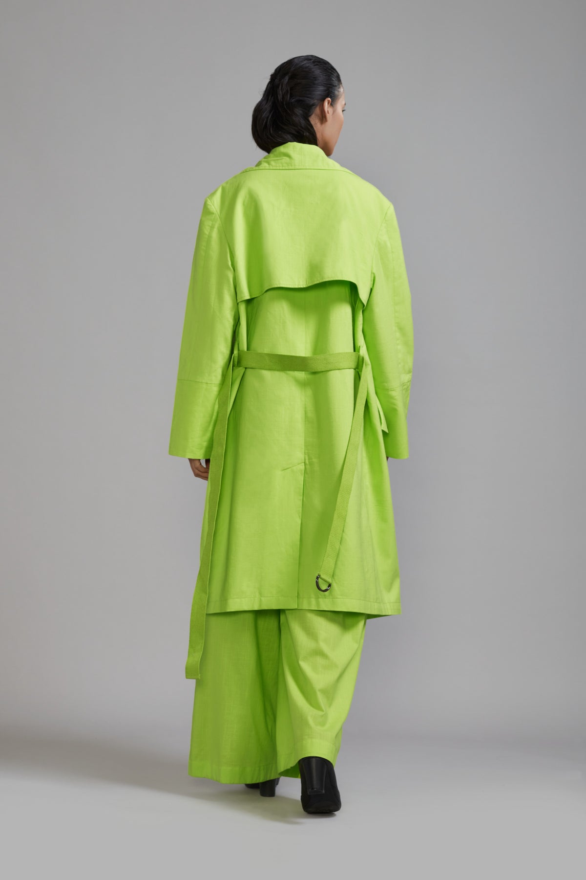 Neon Green Trench Jacket Set