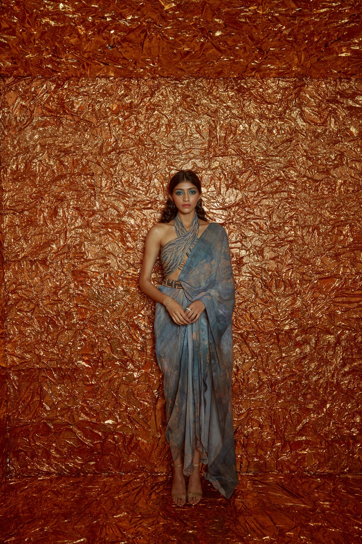 Flint Grey Draped Saree