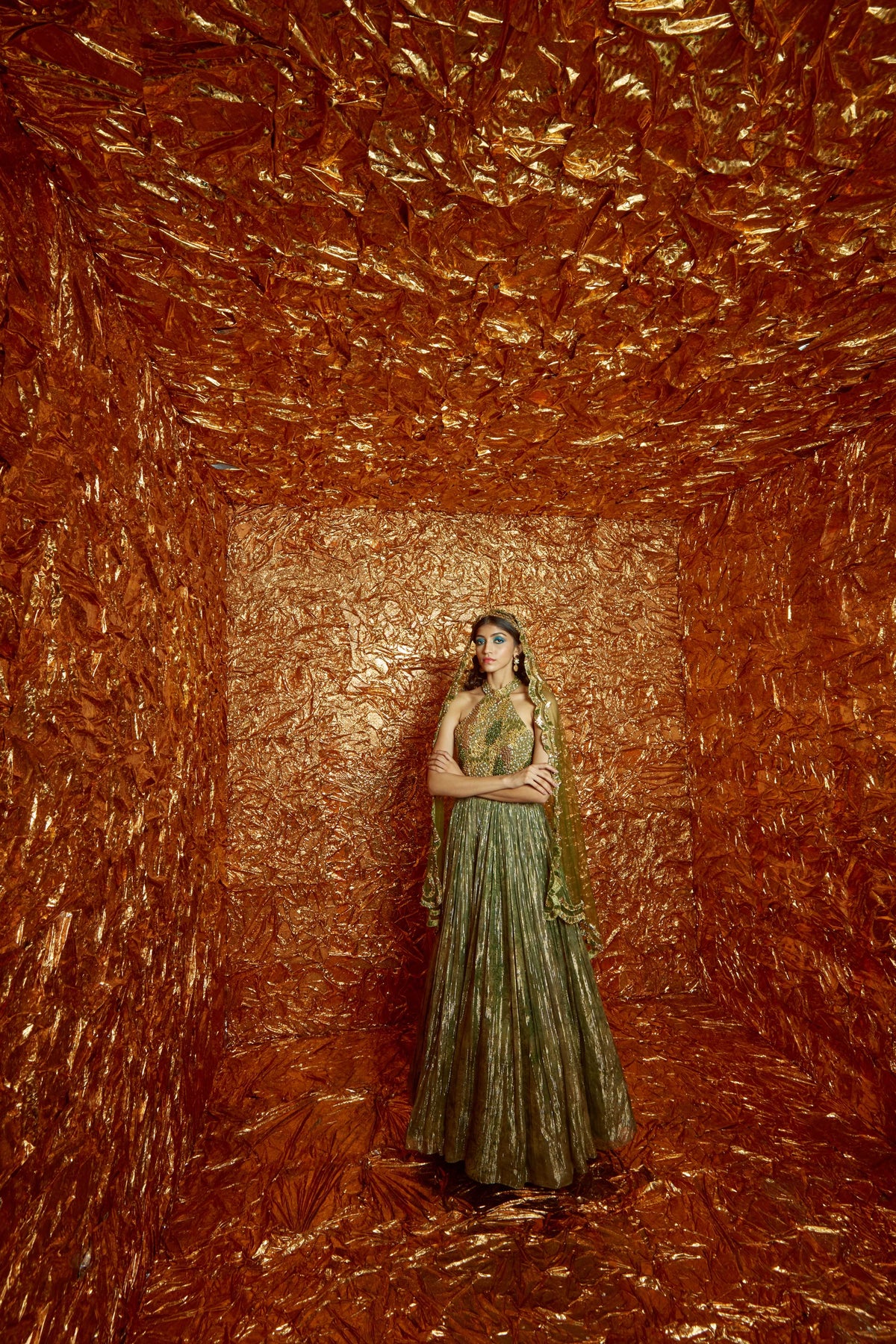Green Printed Anarkali