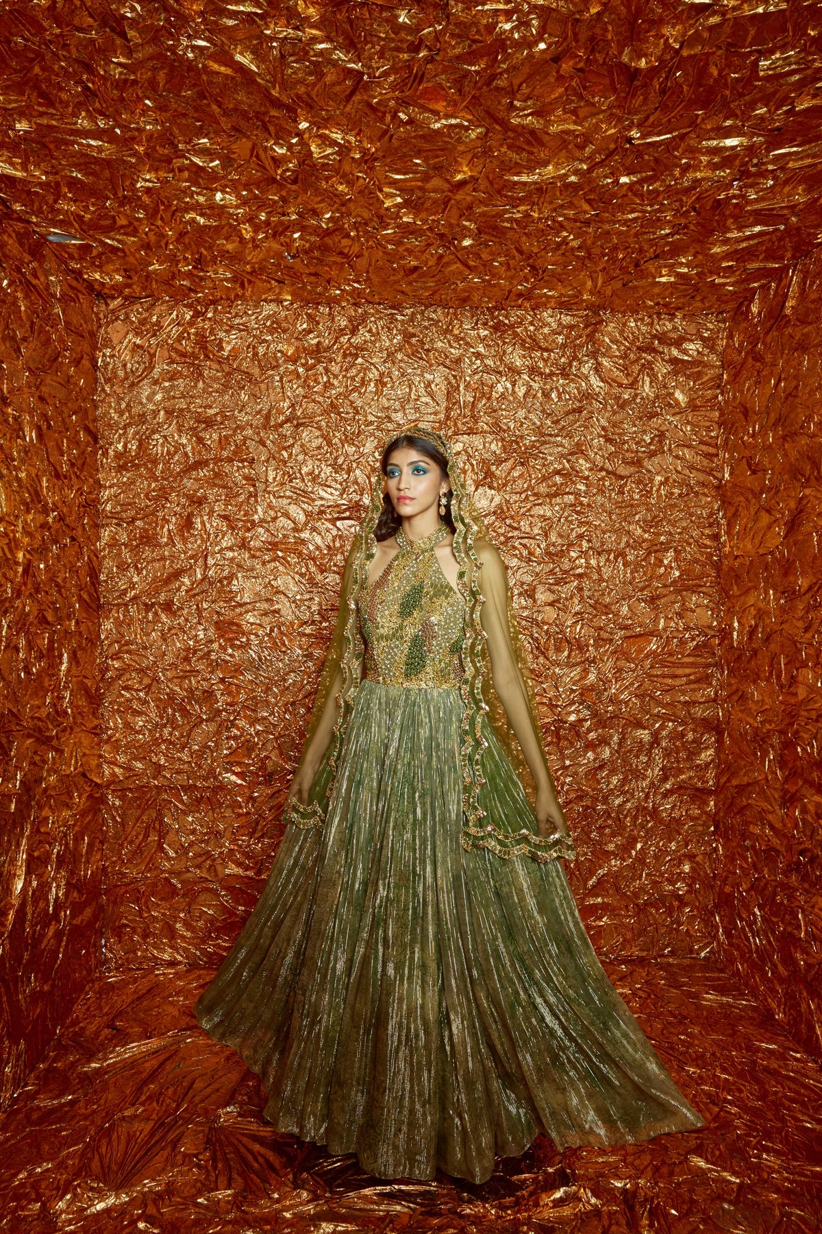 Green Printed Anarkali