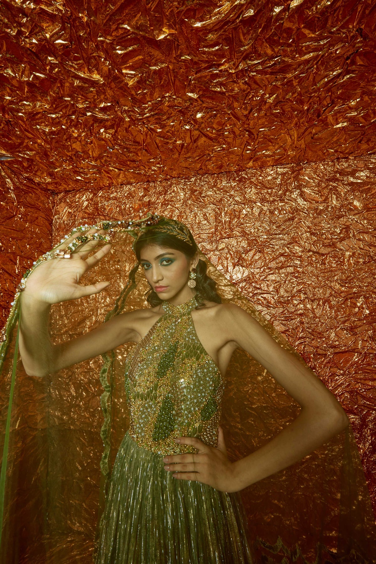 Green Printed Anarkali