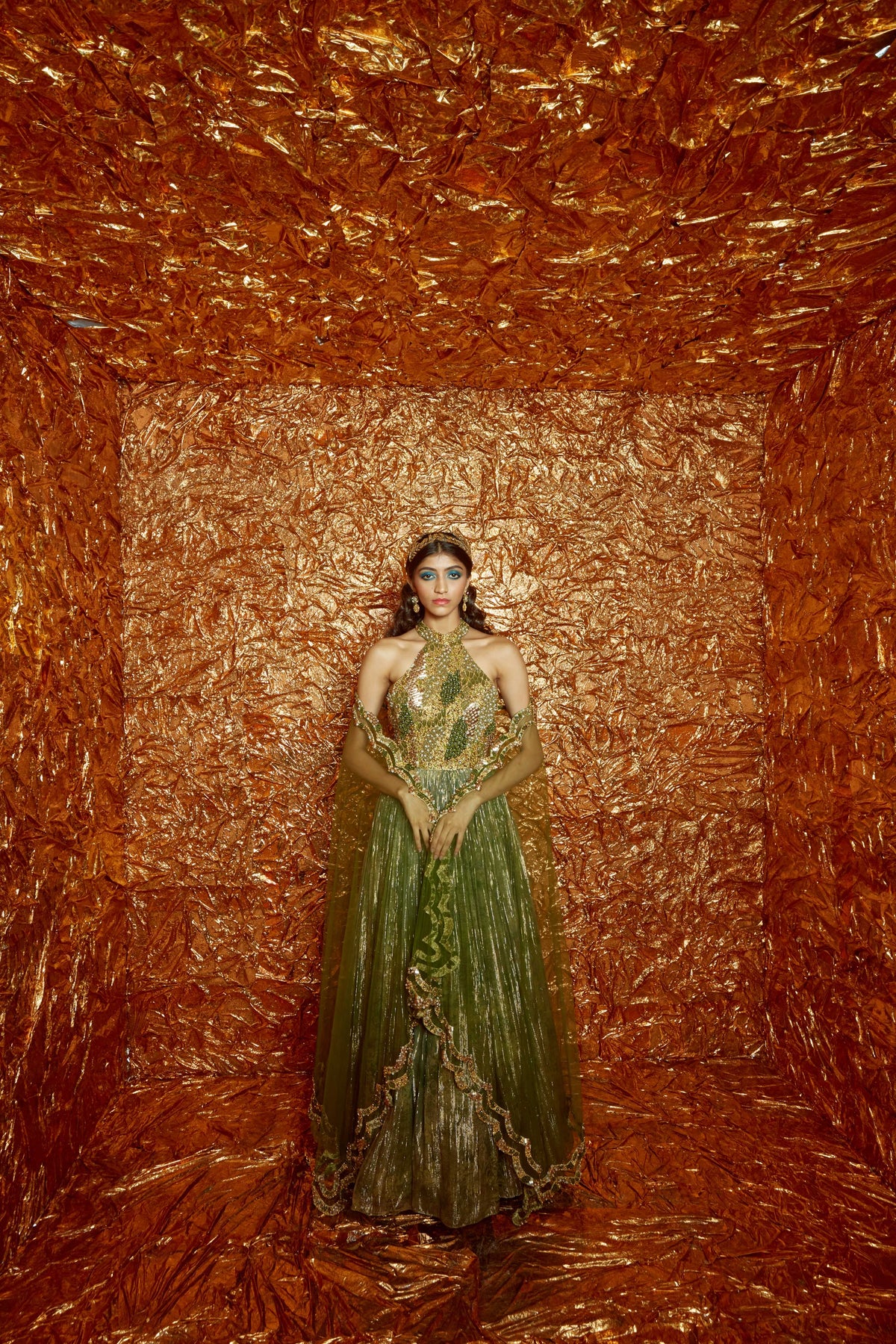 Green Printed Anarkali