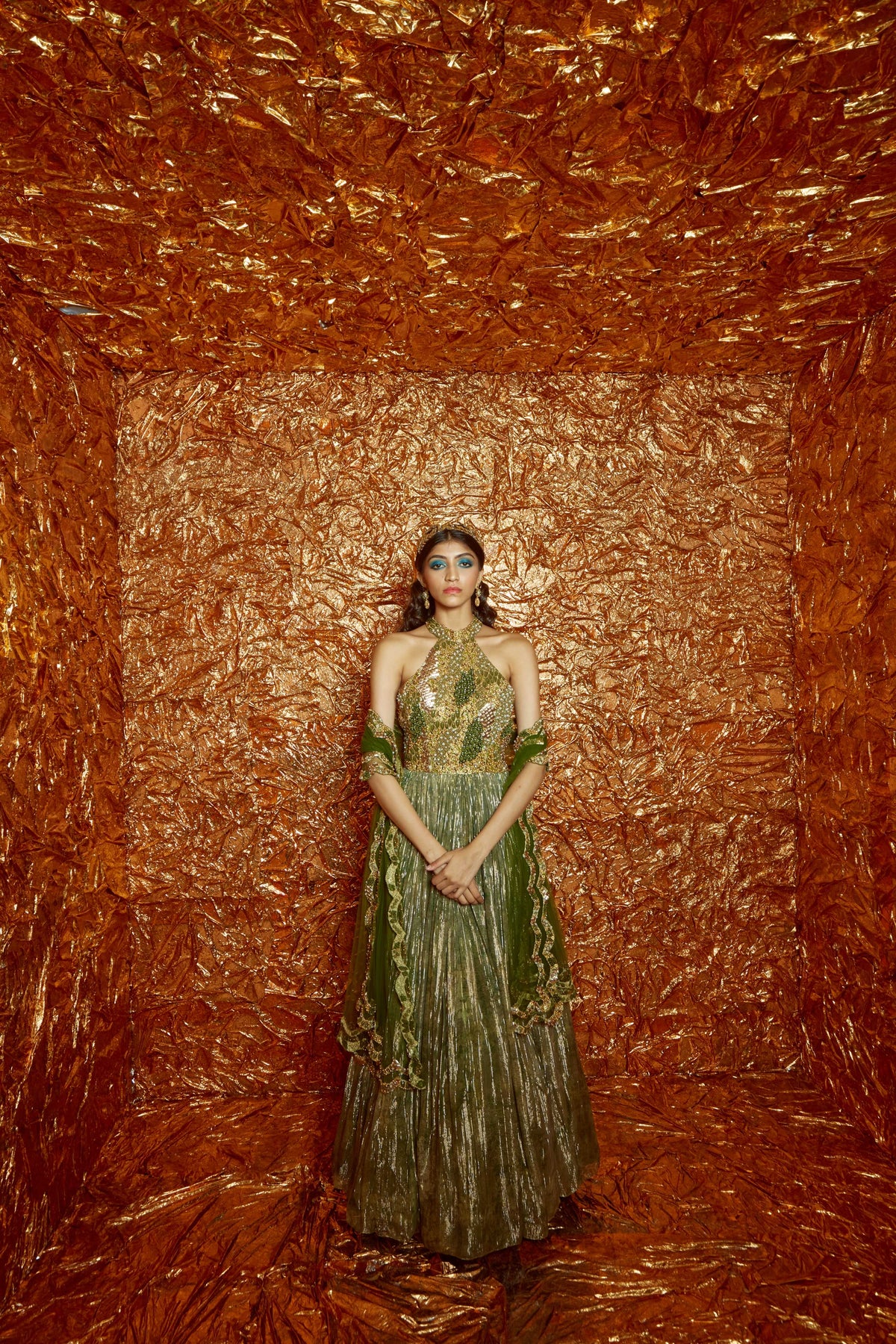 Green Printed Anarkali