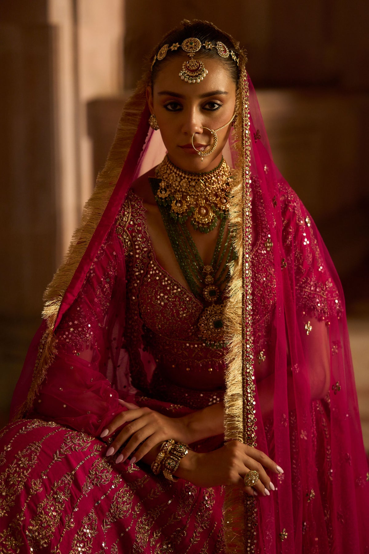 Fuschia Red Bridal Lehenga Set