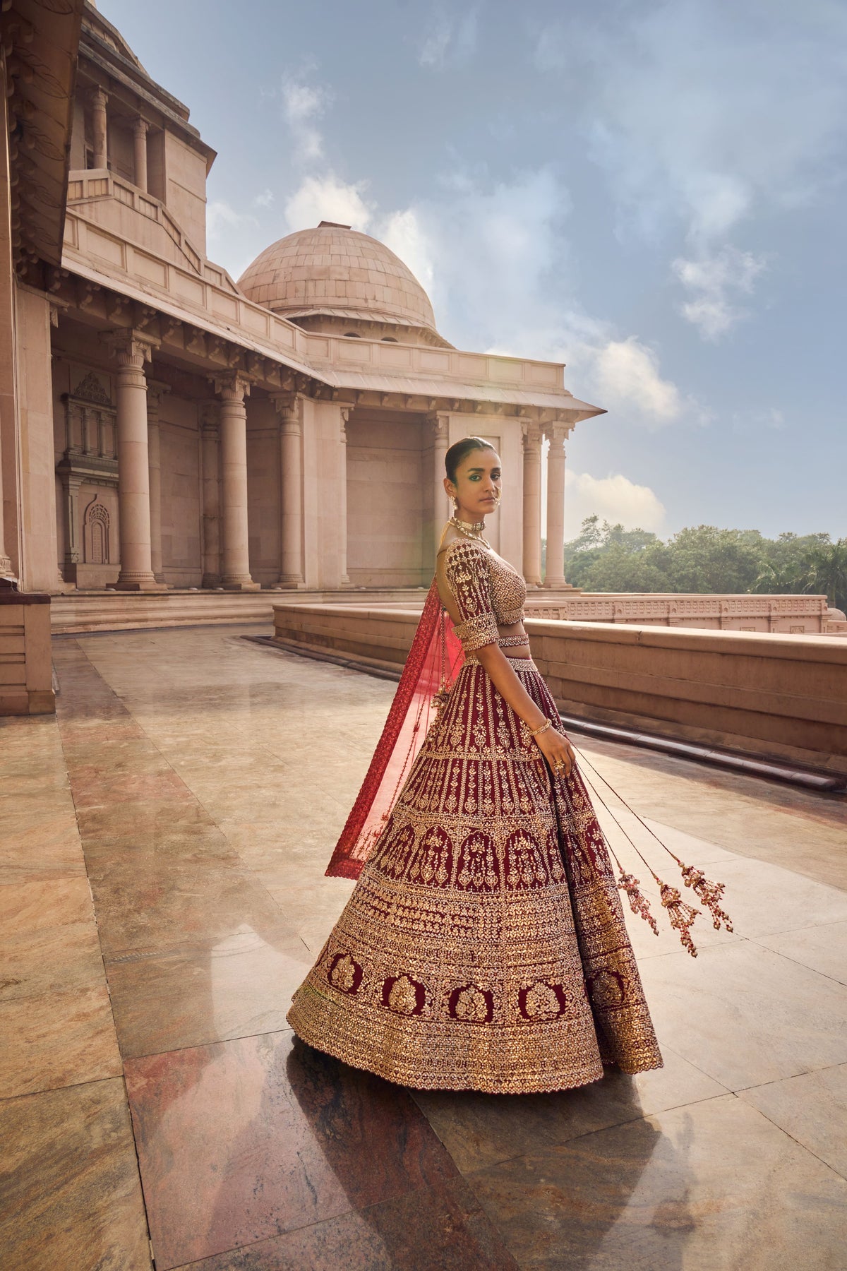 Maroon Raw Silk Lehenga Choli Set