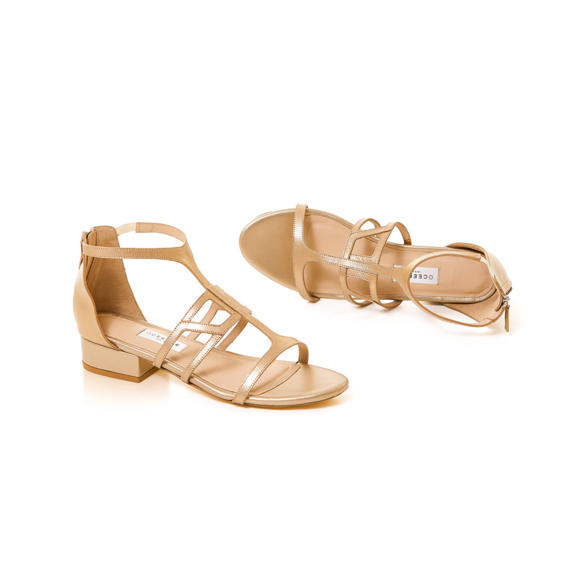 Gold 1 Inches Open Toe Flat Sandals