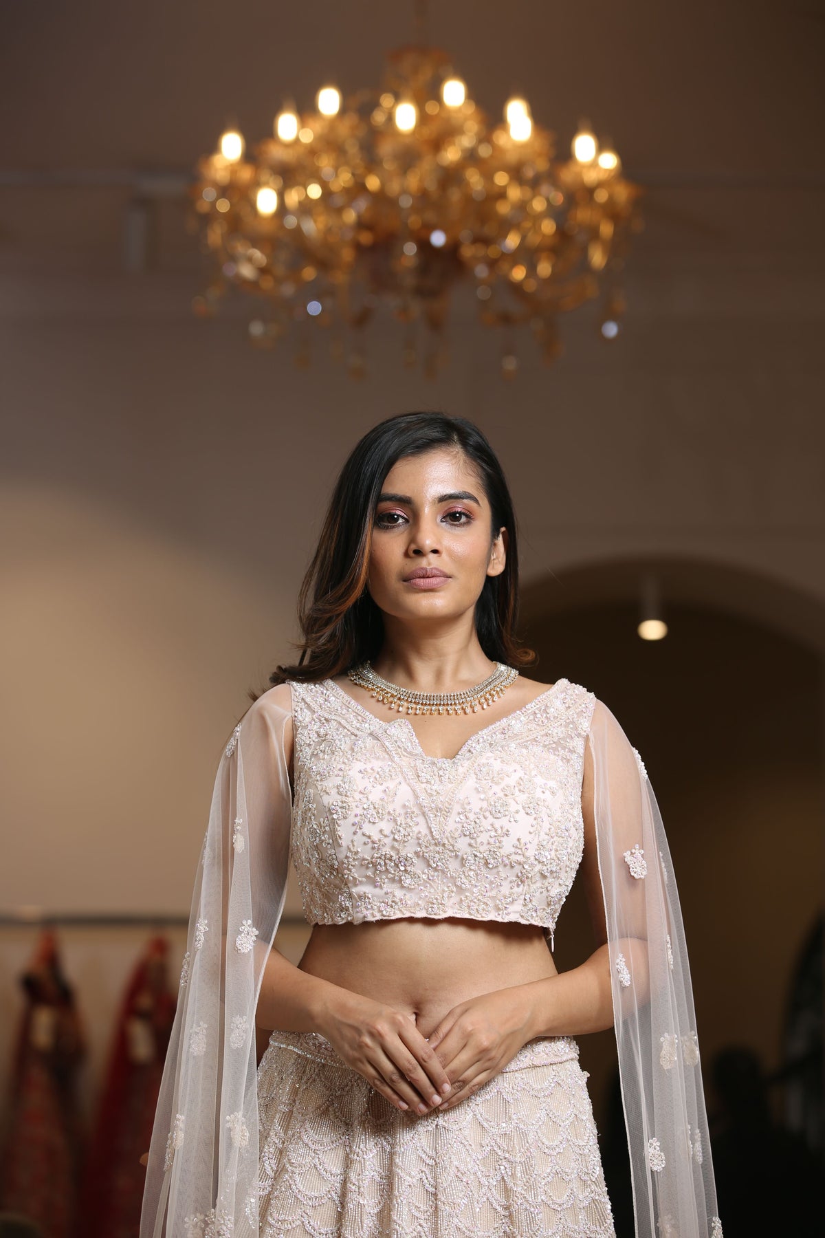 Peach Fully Embelloshed Lehenga