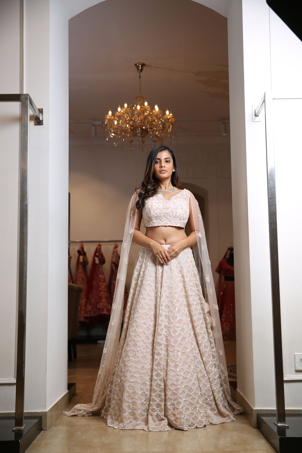 Peach Fully Embelloshed Lehenga
