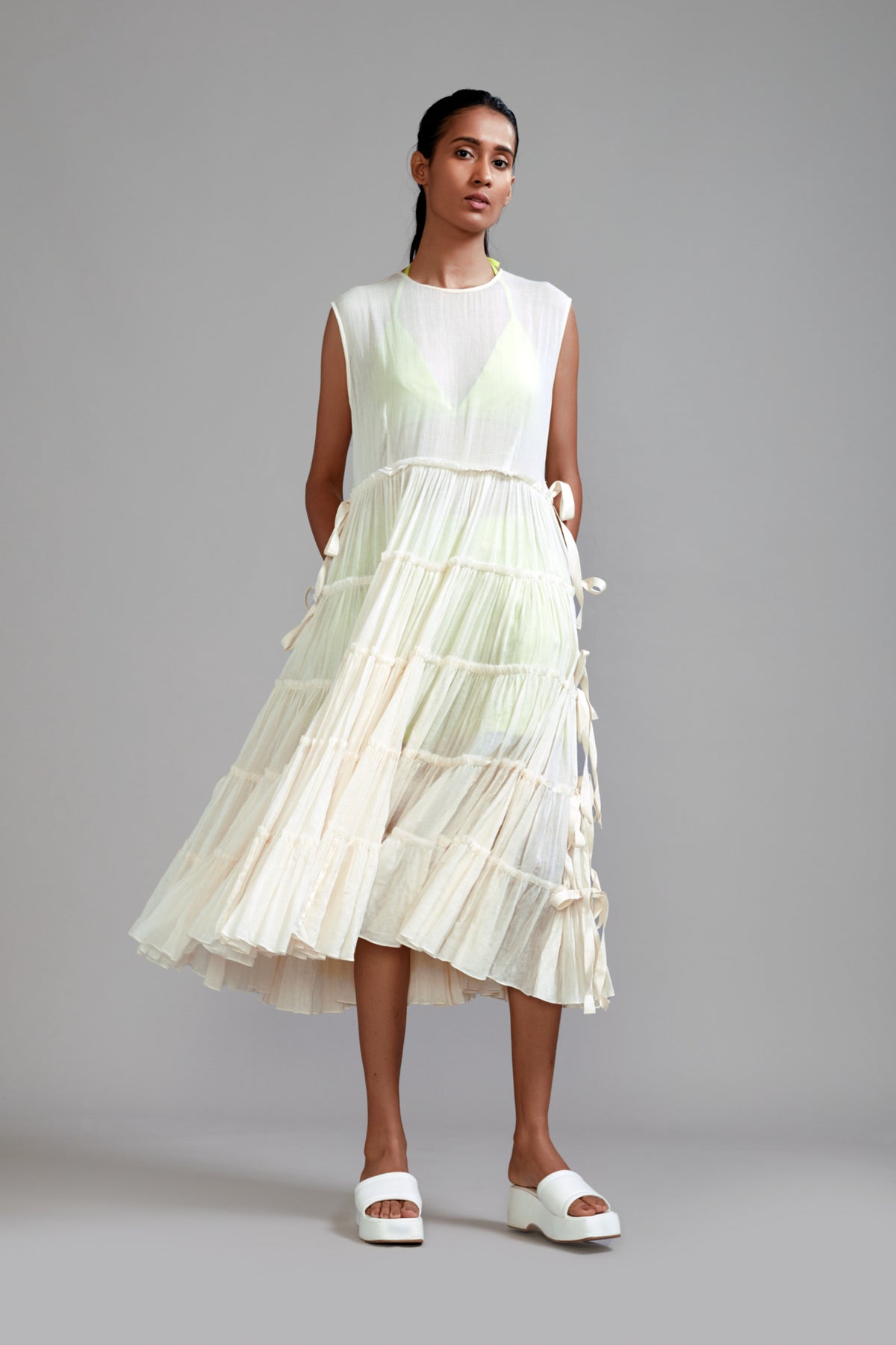 Off white Tiered Tunic Set