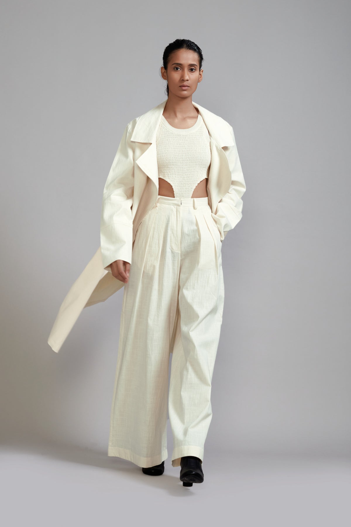 Off white Trench Jacket Set