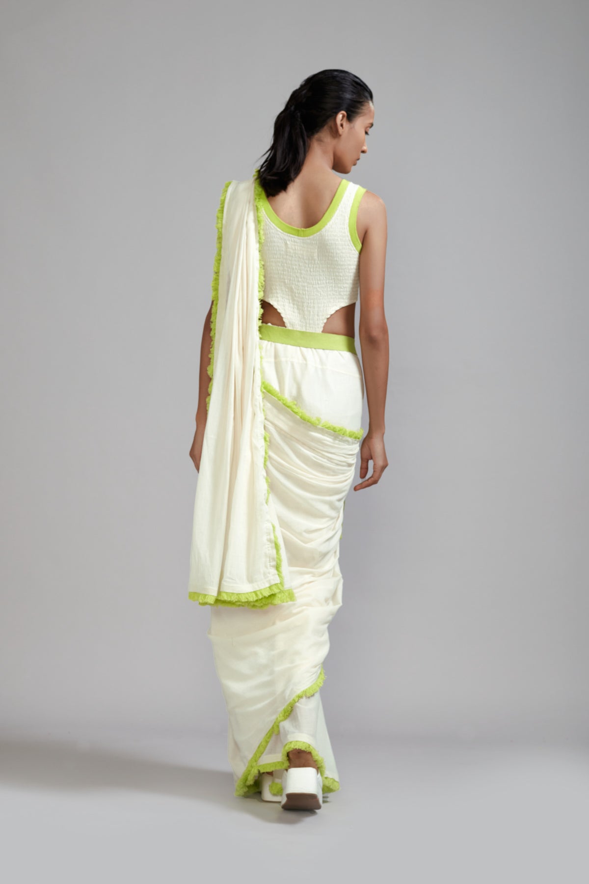 Neon Green Saree Set