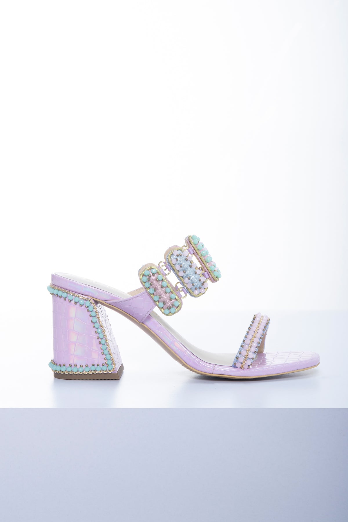 Sugar Tabs Block Heels - Lilac Slip-on Heels