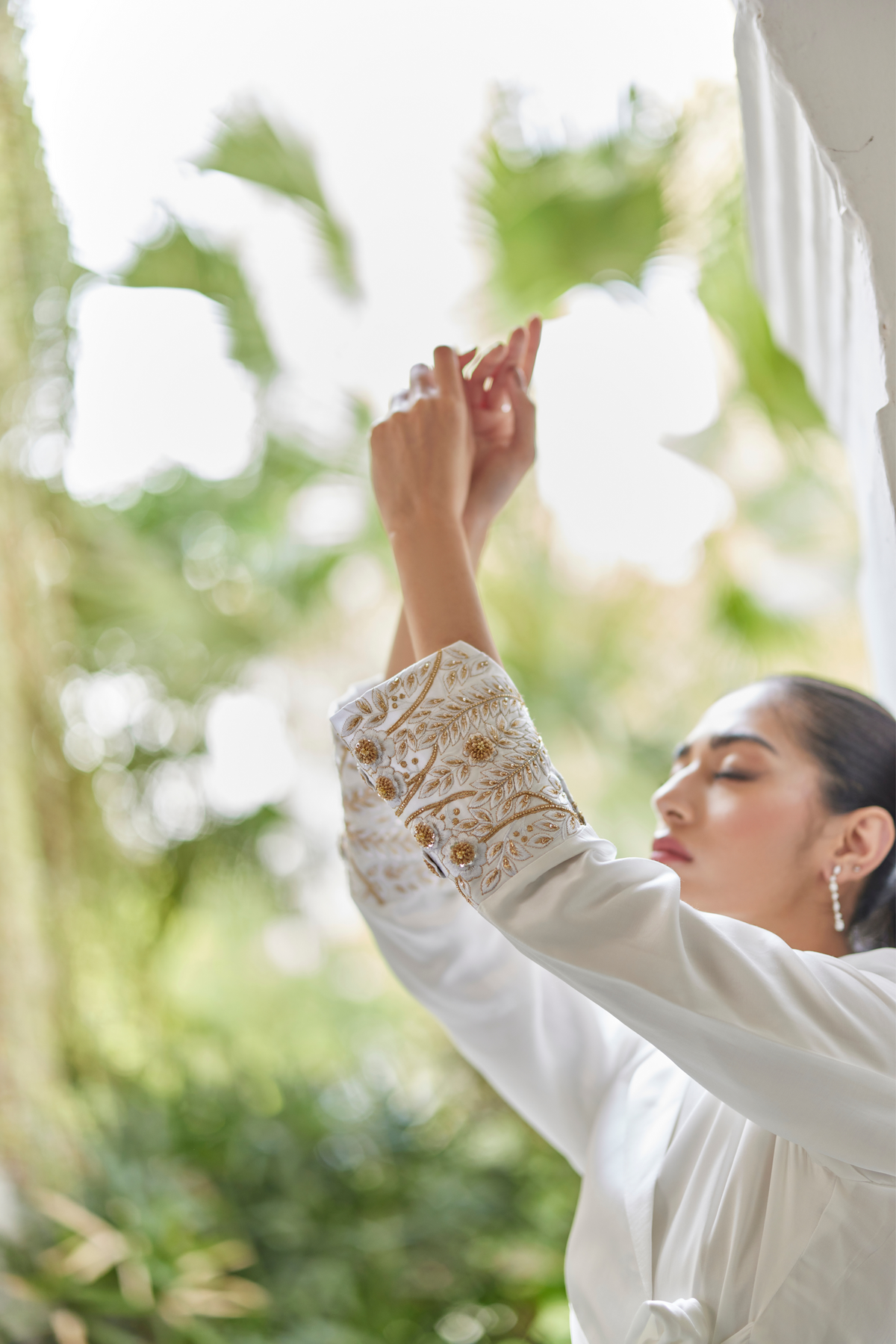 White Camellia Silk Wrap Jacket