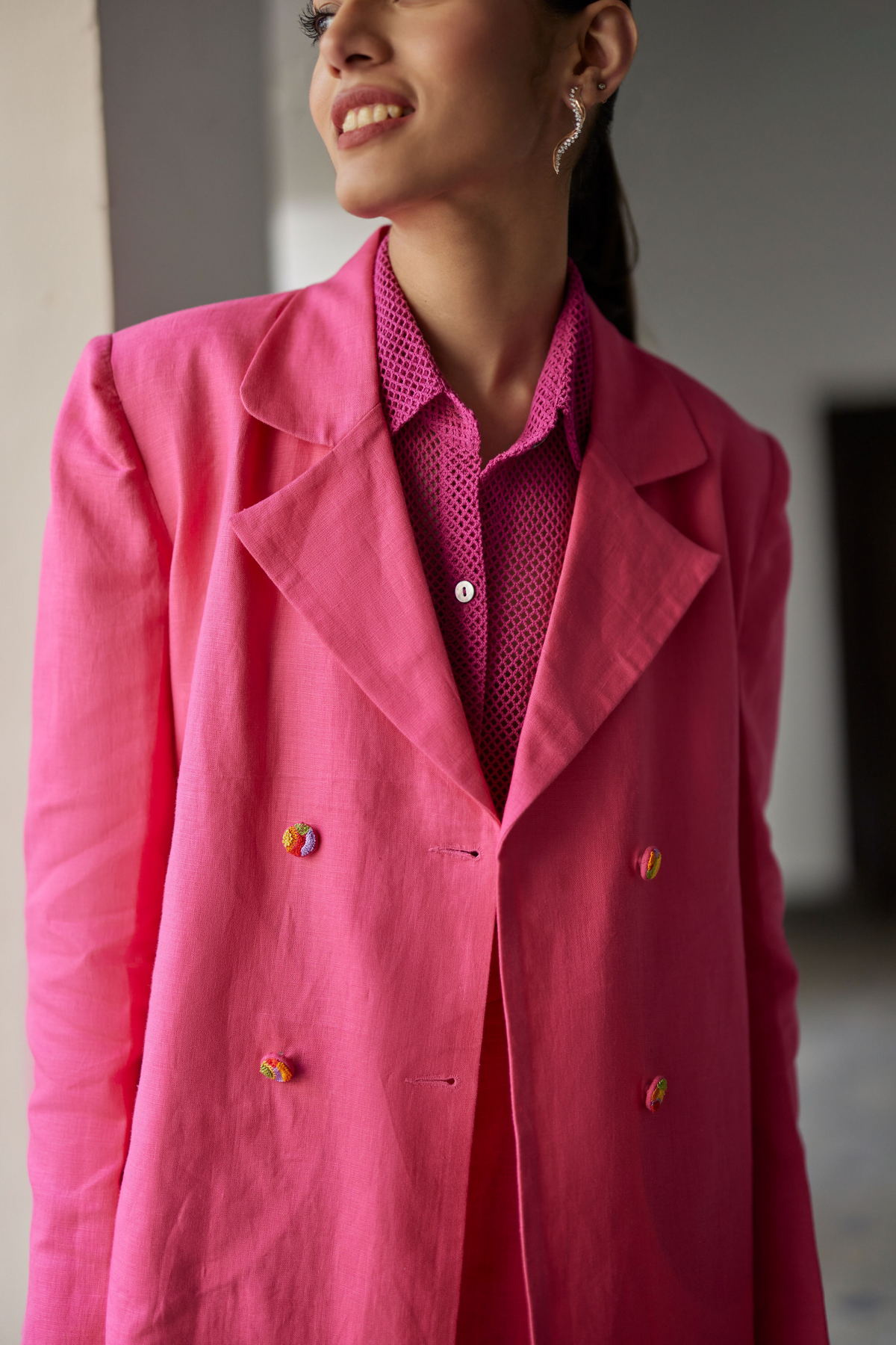 Pink Coronation Linen Jacket Set