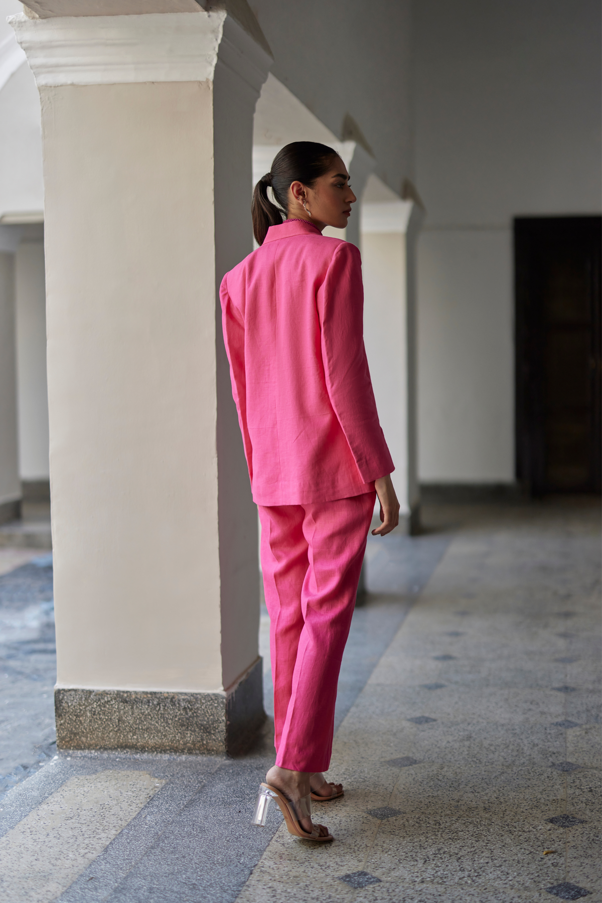 Pink Coronation Linen Jacket Set