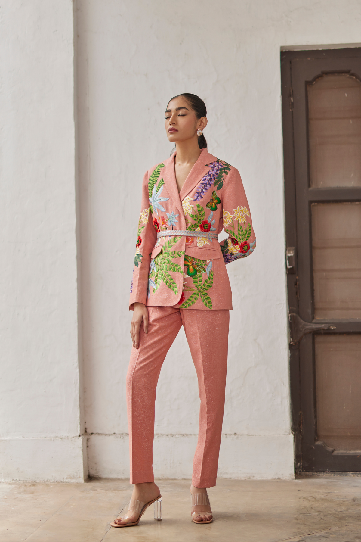 Peach Peony Narrow Pants