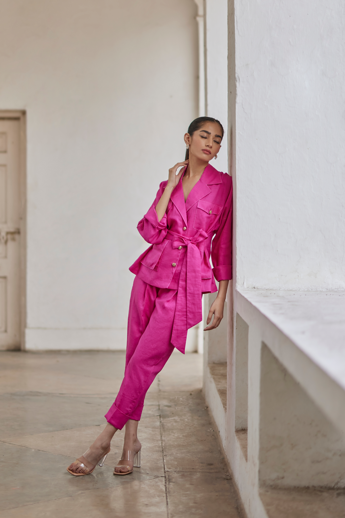 Rani Pink Linen Safari Set