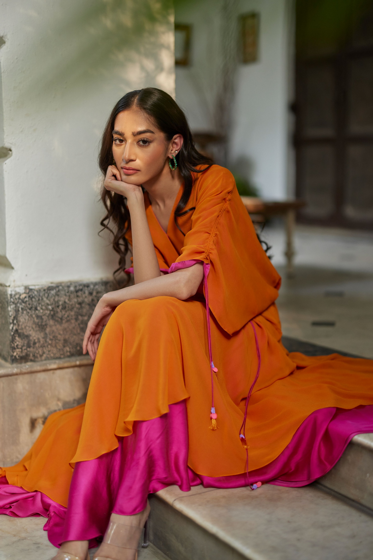 Orange Hibiscus Flare Dress