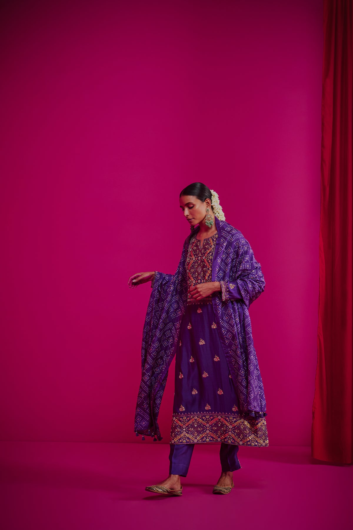 Purple straight kurta set