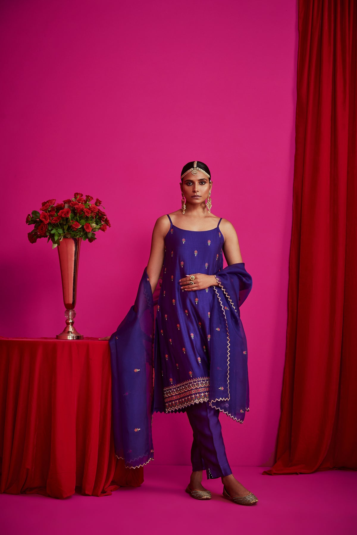 Purple spaghetti kurta set