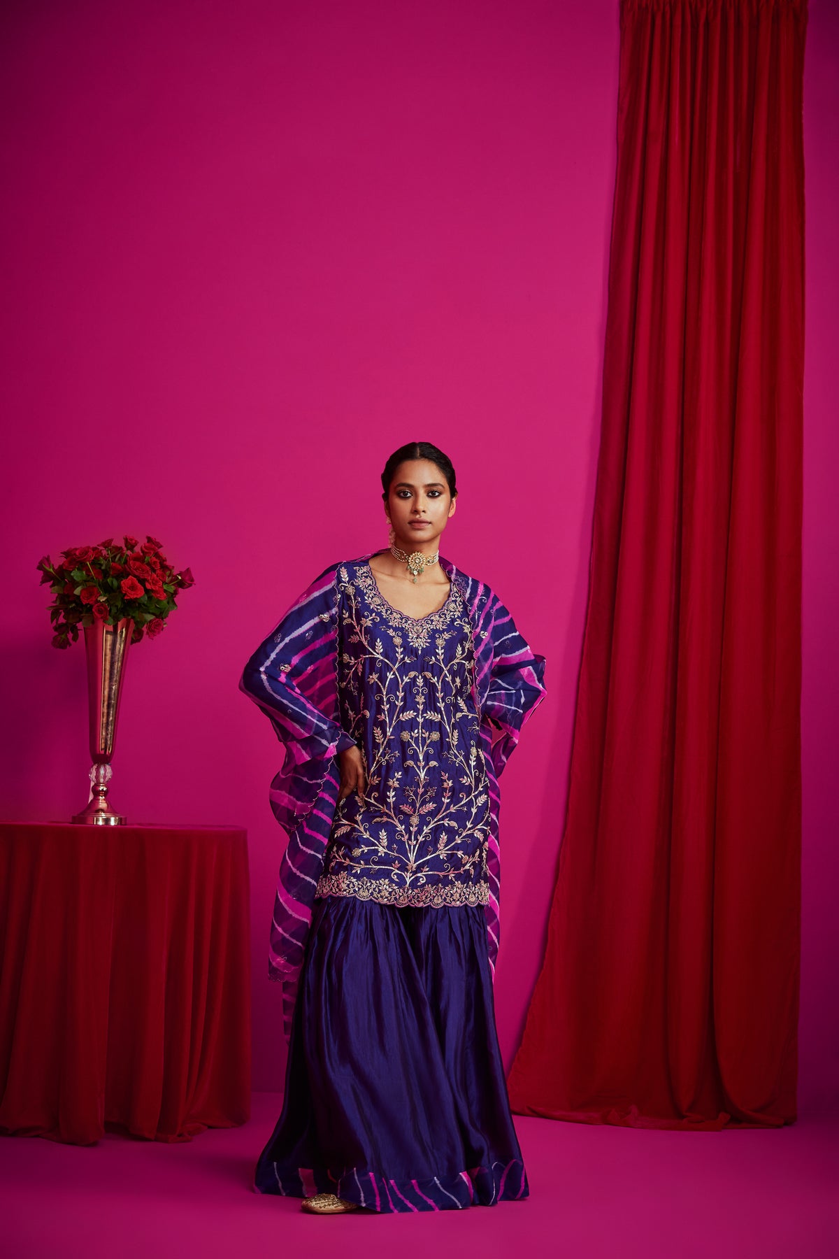 Purple embroidered kurta set