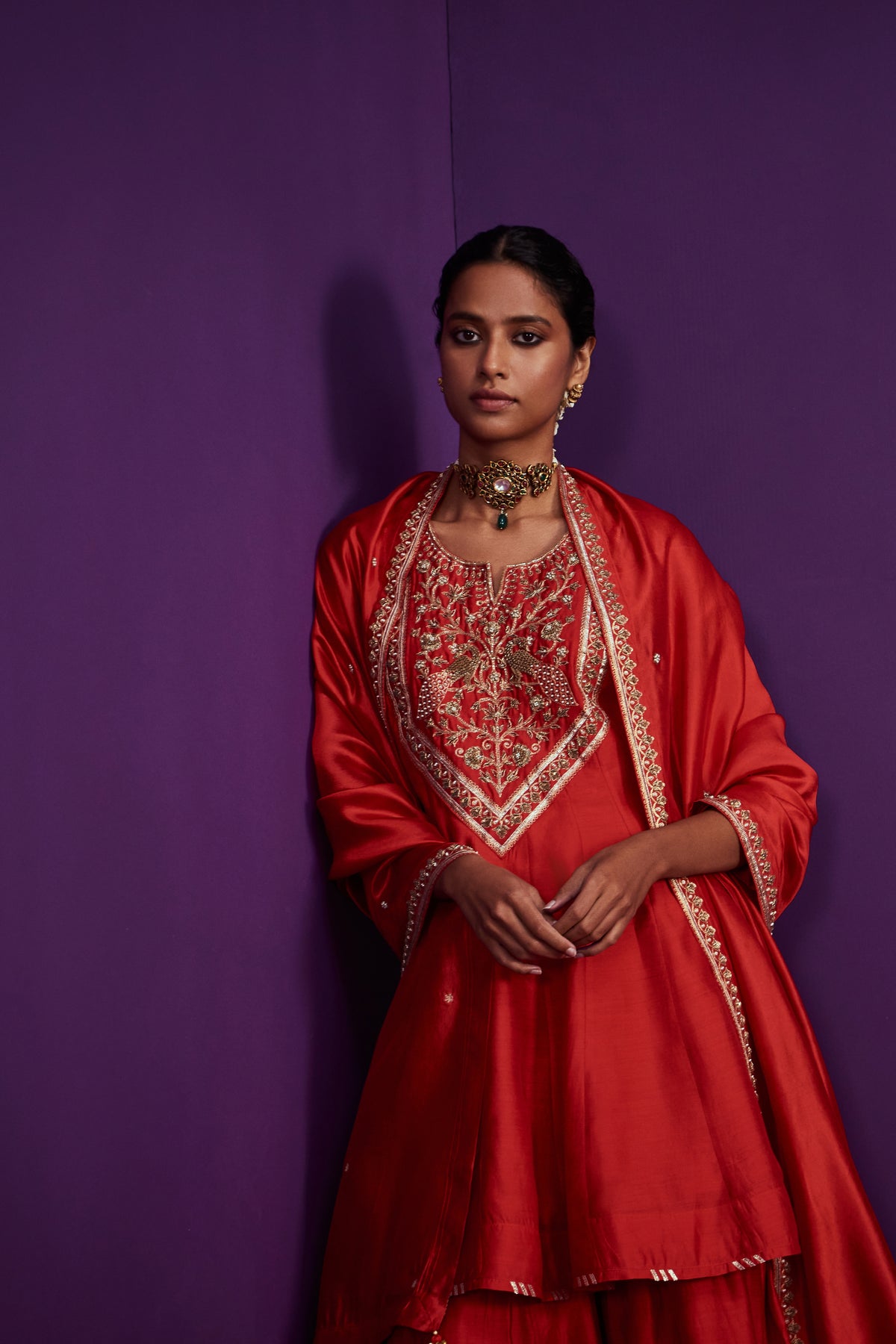 Red mughal sharara set
