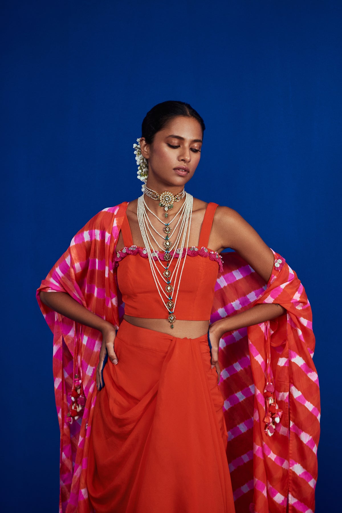 Pink orange cape set