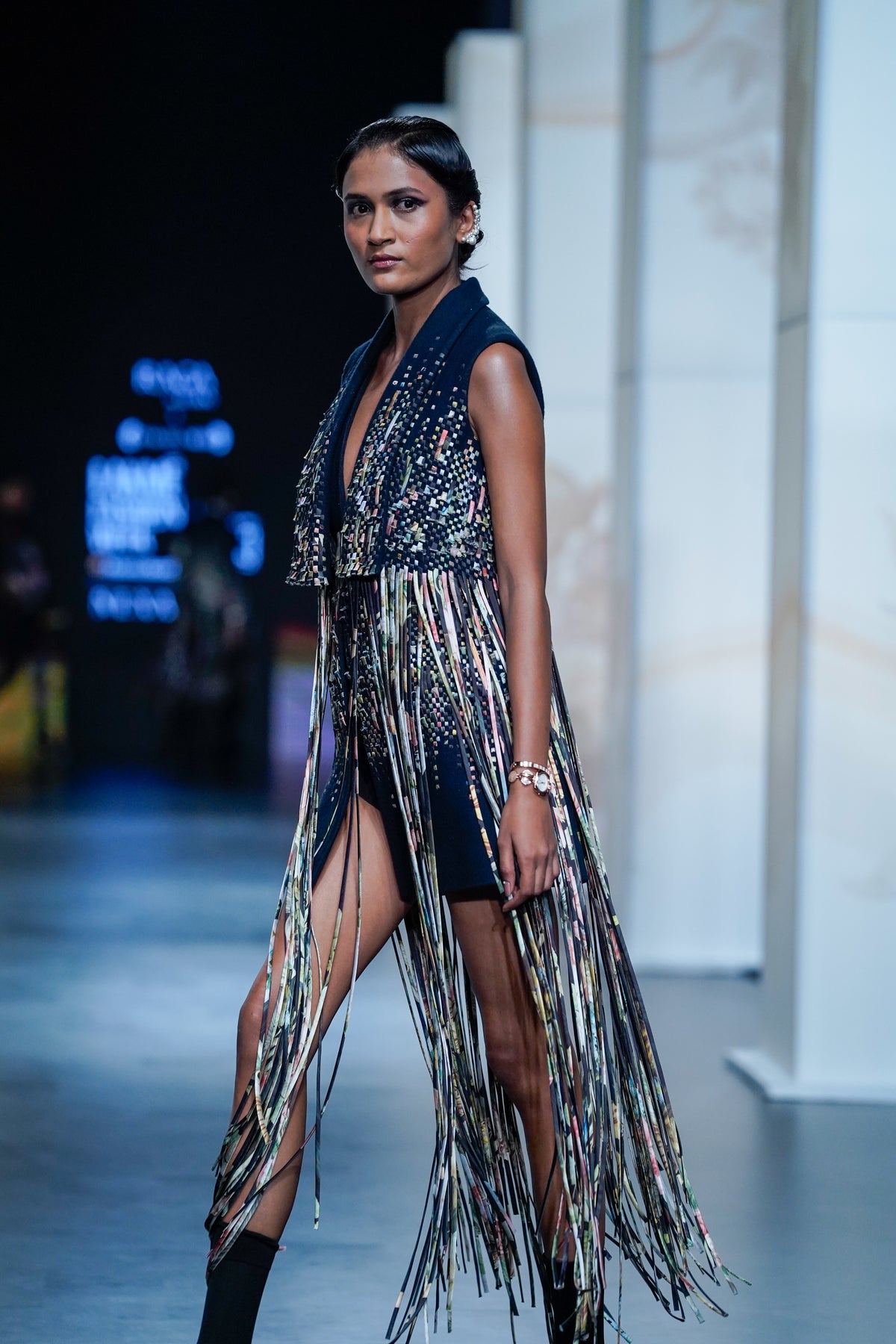 The staccato fringe-in motion gilet