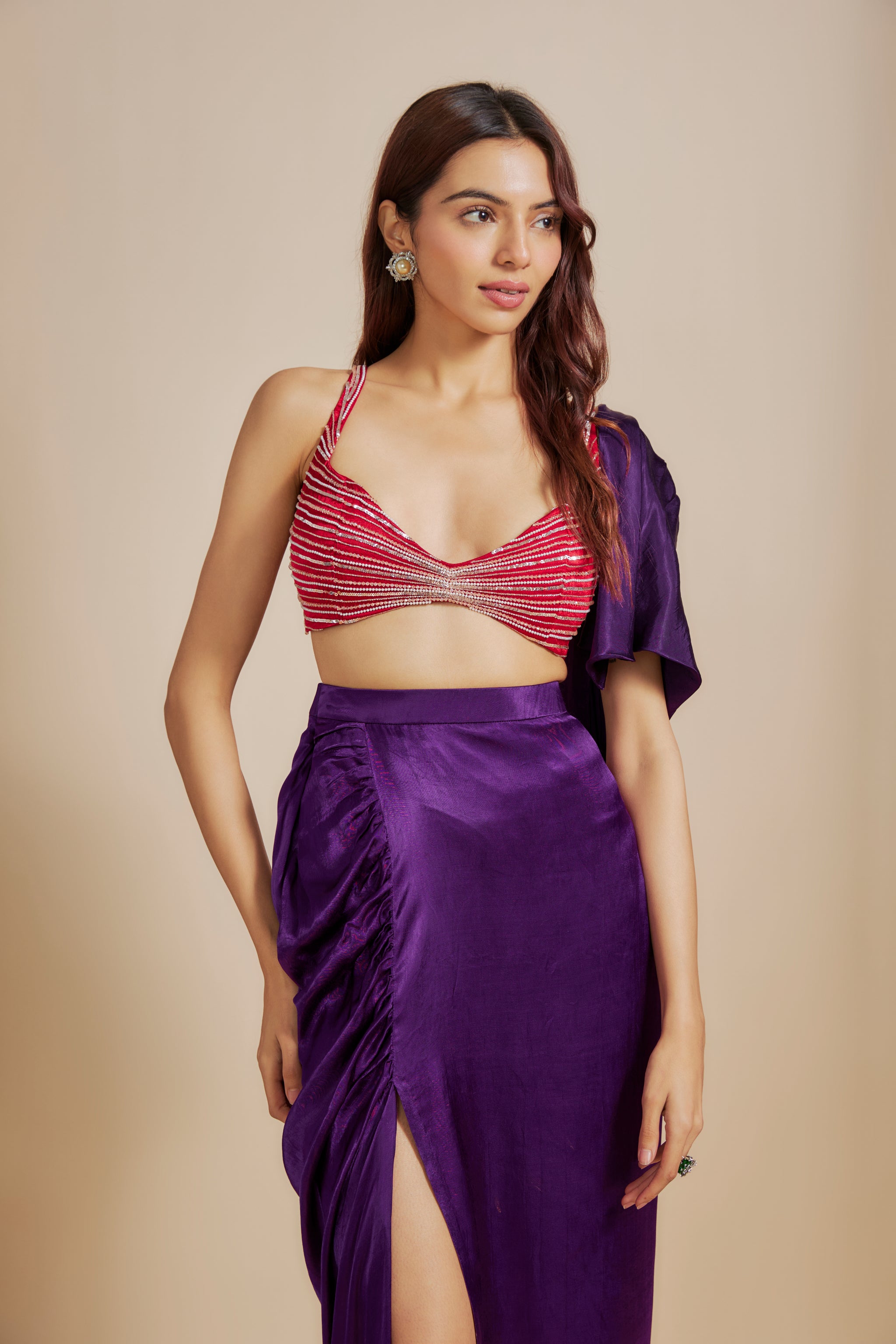 Purple skirt blouse deals