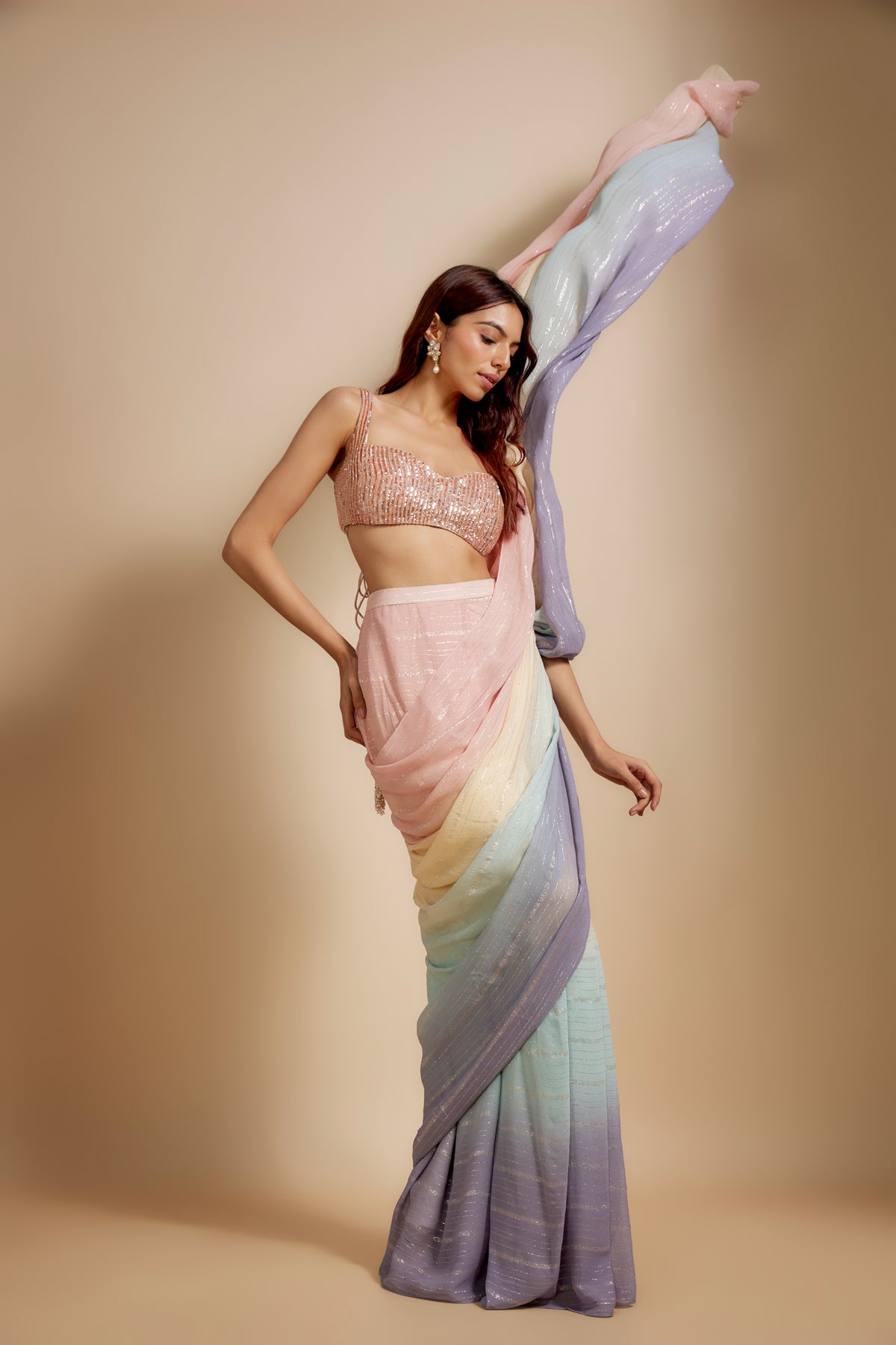 Ombre Saree With Embroidered Blouse