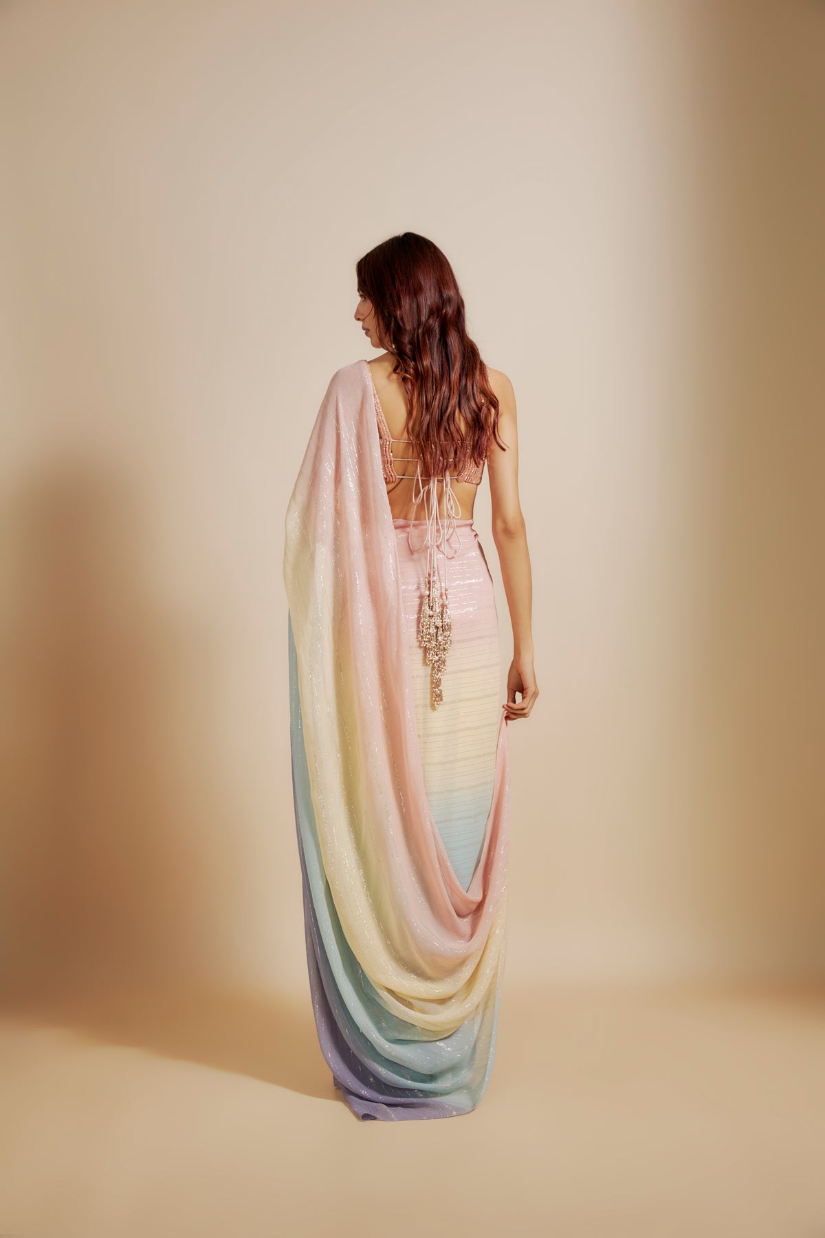 Ombre Saree With Embroidered Blouse