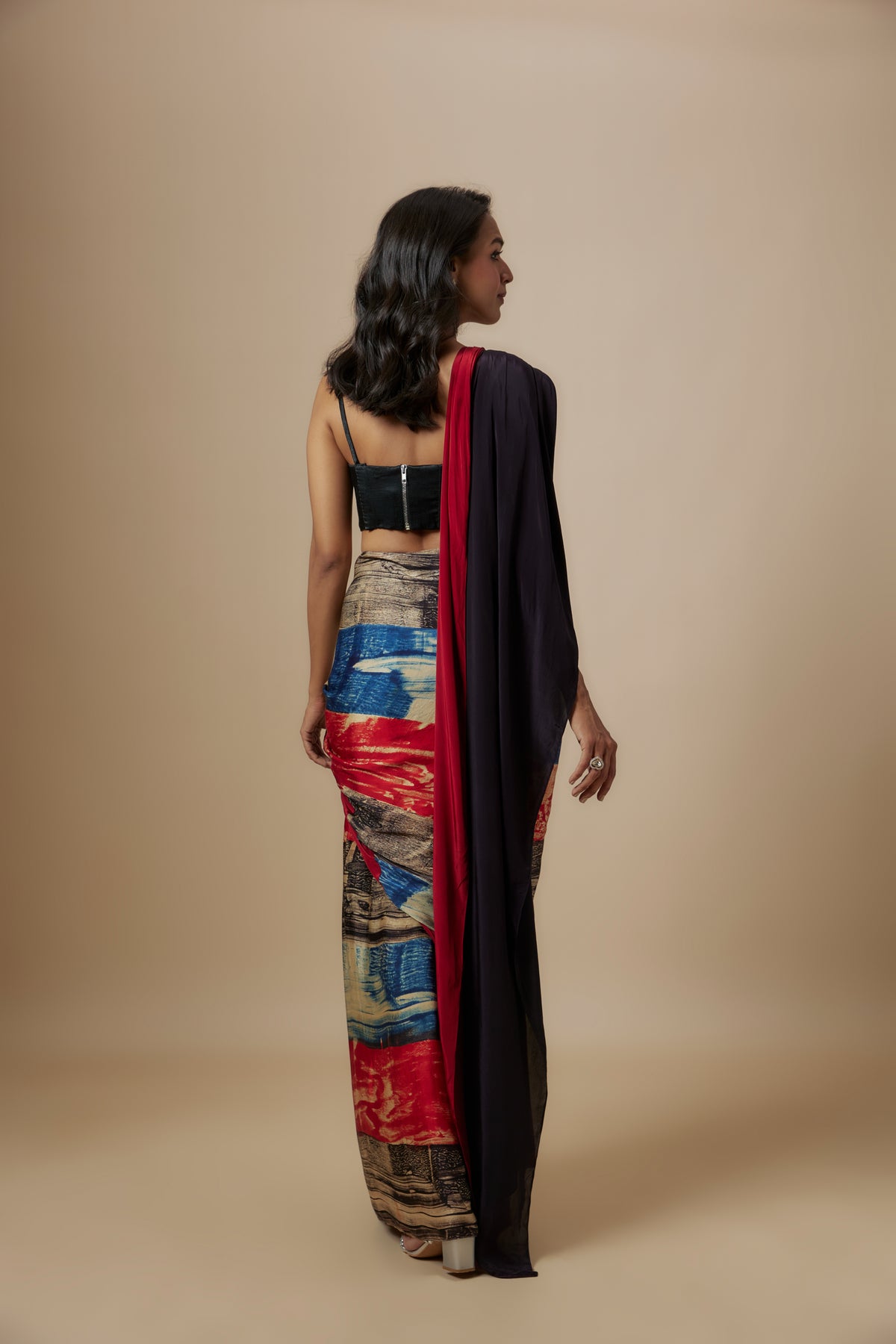 Rust Ajrakh Printed Saree set
