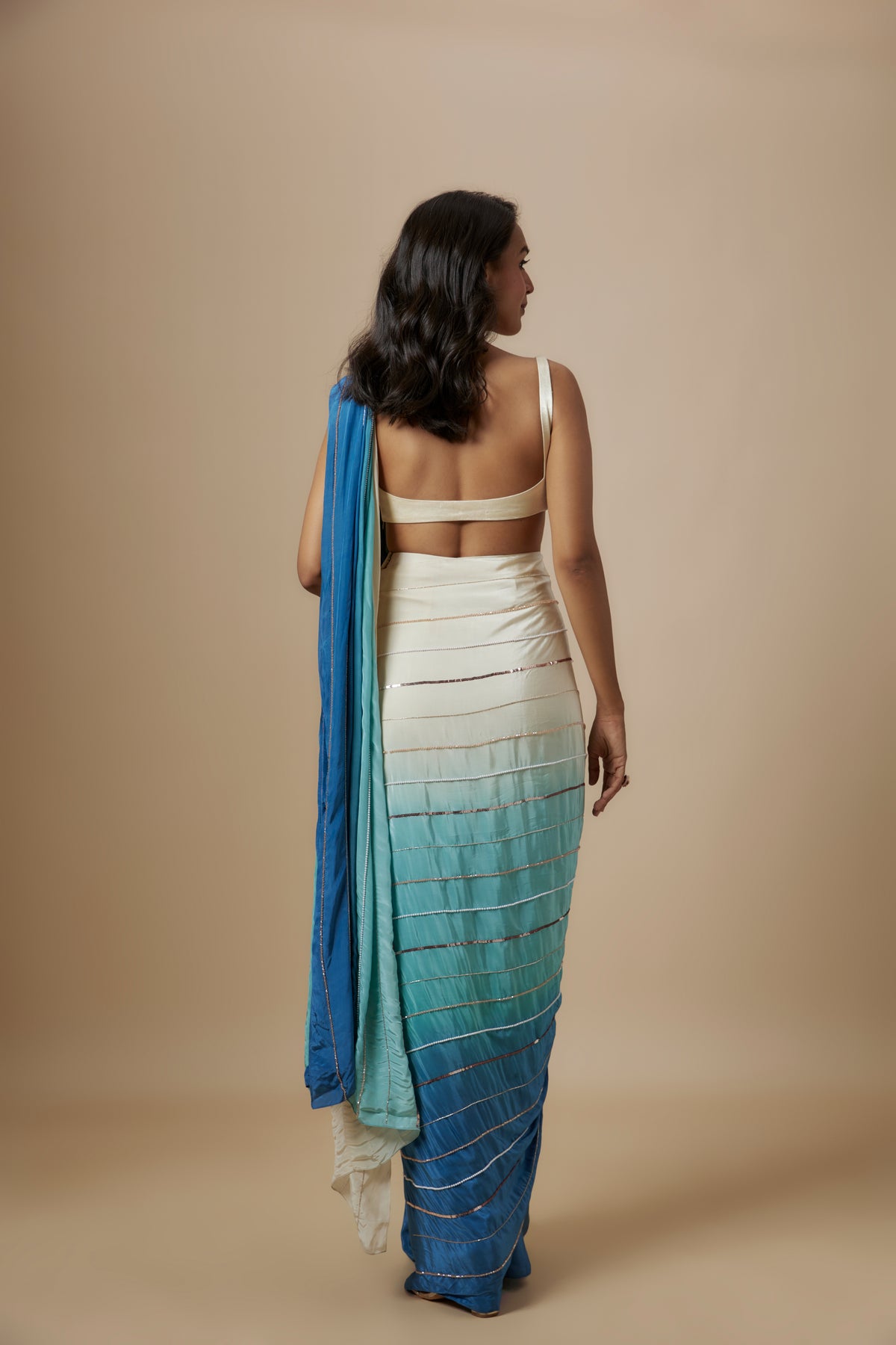 Ombre Pre-Draped Saree With Blouse