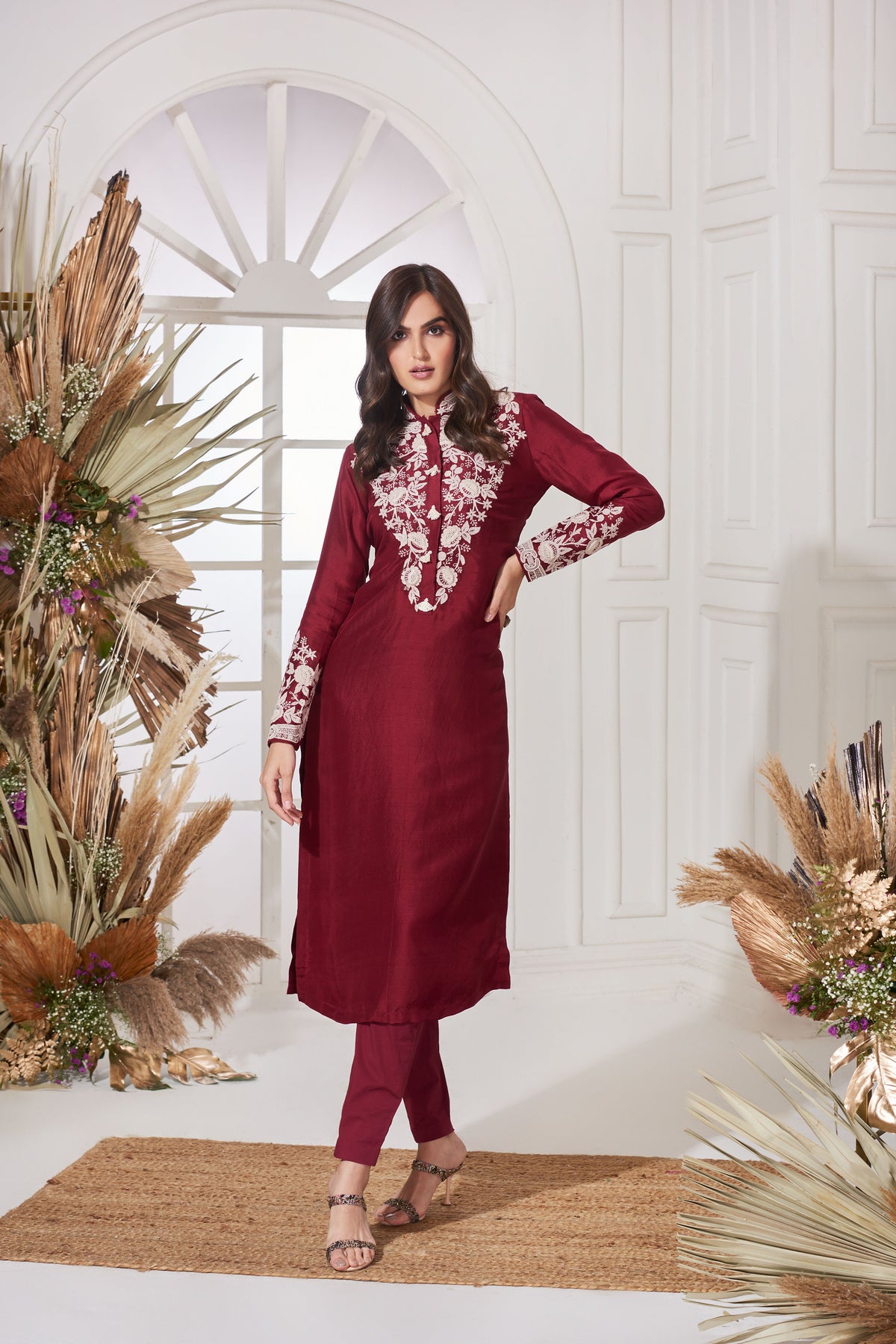 Crimson suta dori kurta set