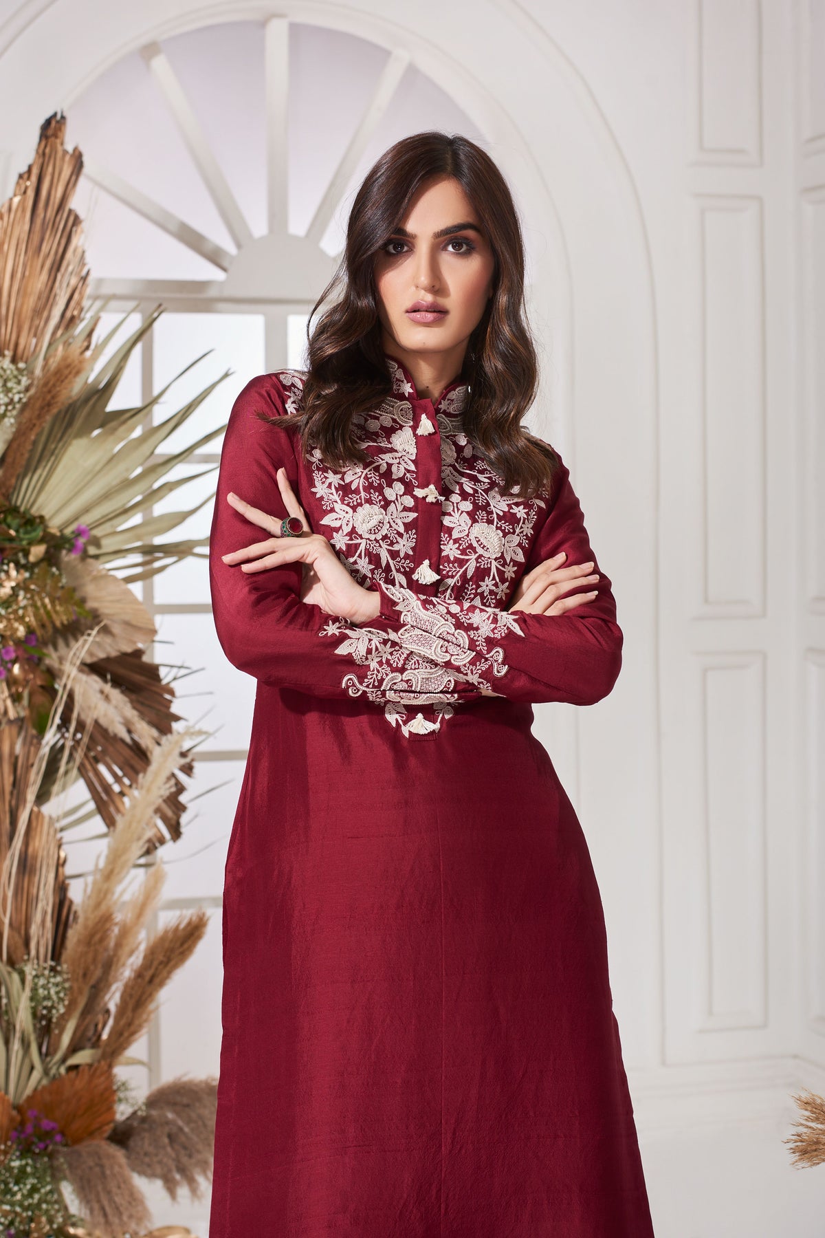 Crimson suta dori kurta set