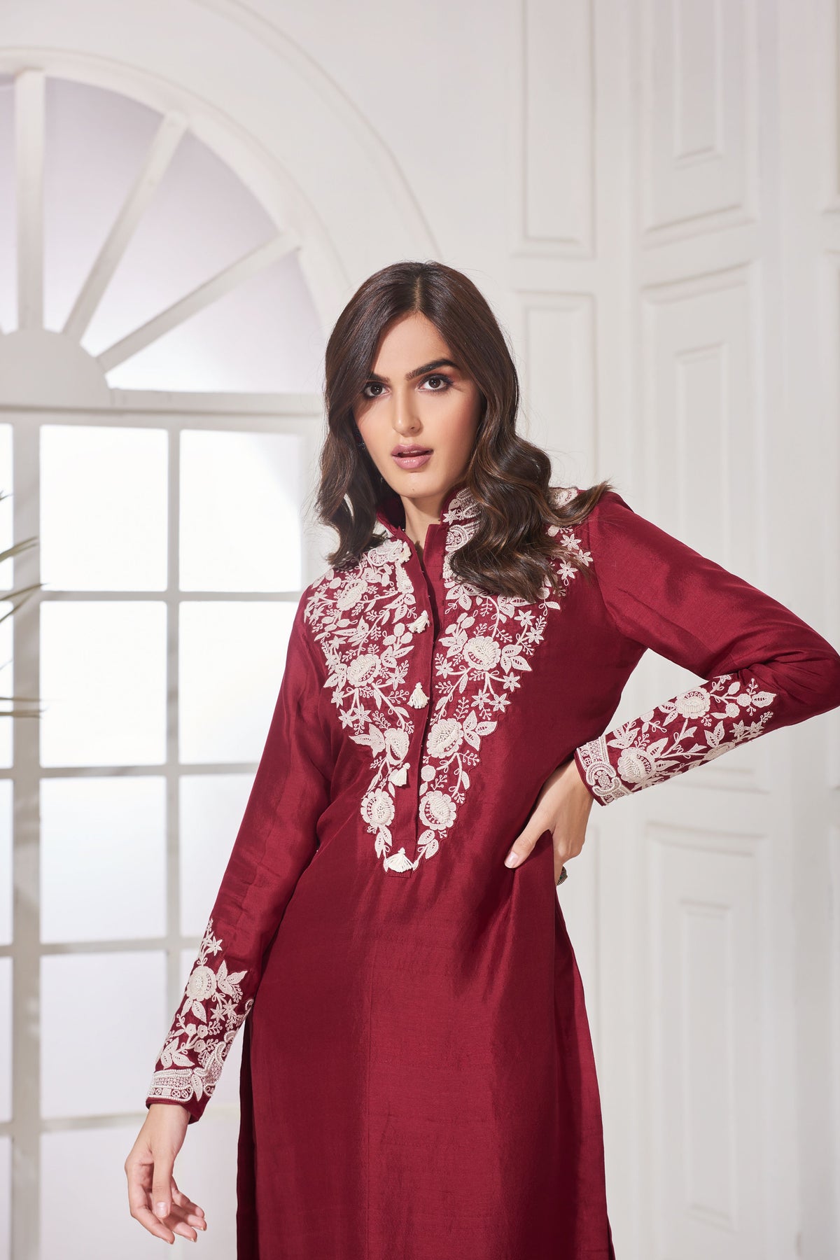 Crimson suta dori kurta set