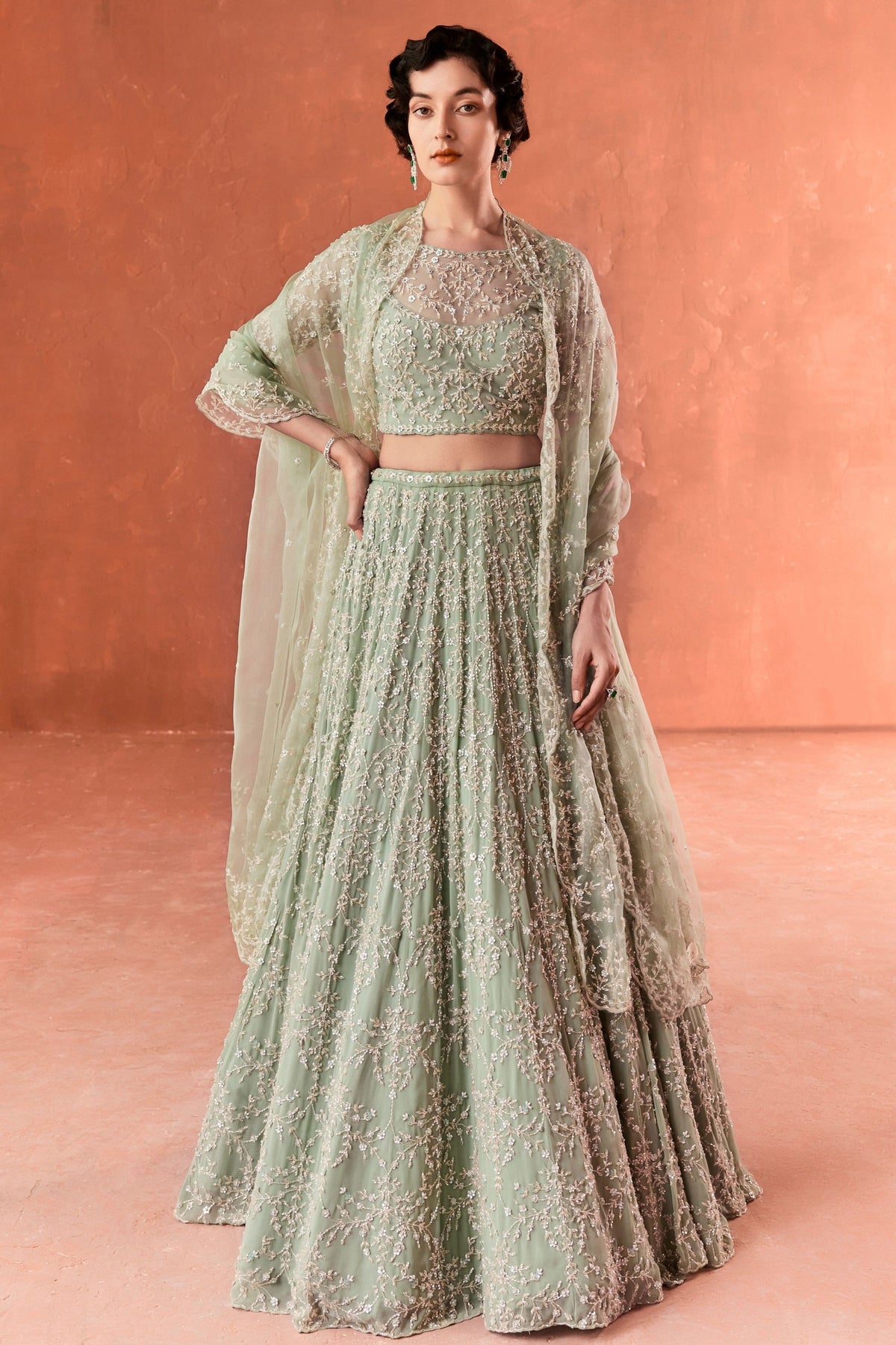 Teal Chandelier Lehenga