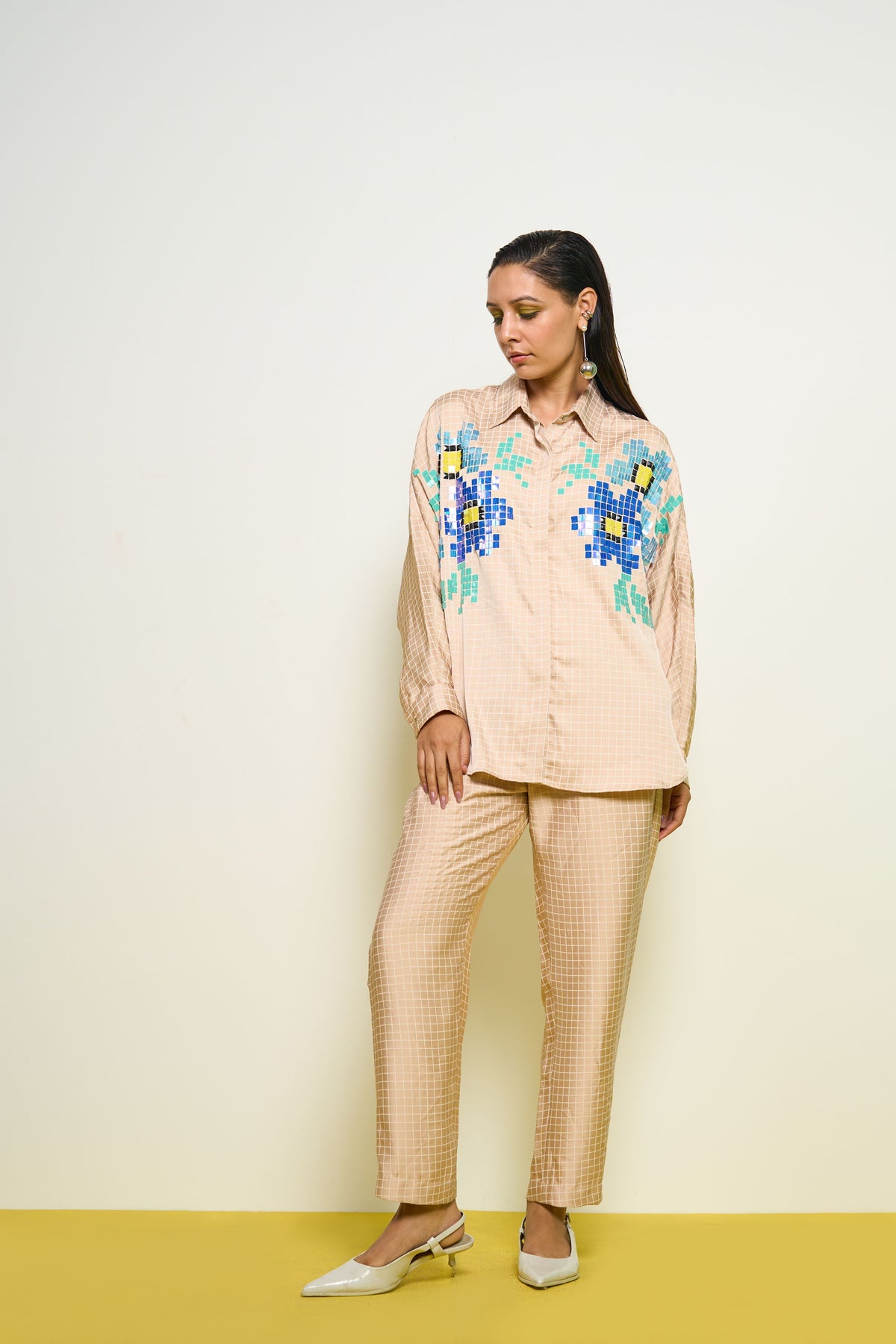 Nude Checkered Pants