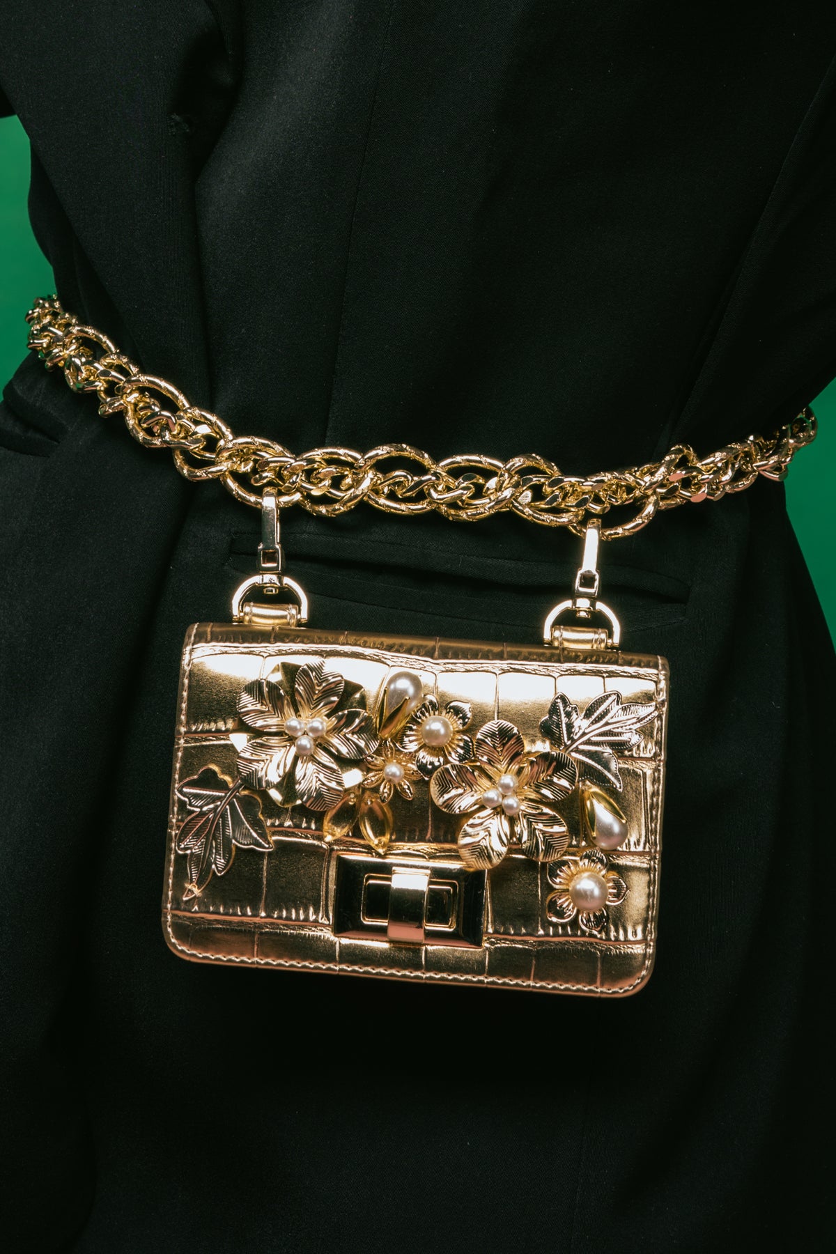 24k Gold Chain-link Belt Bag