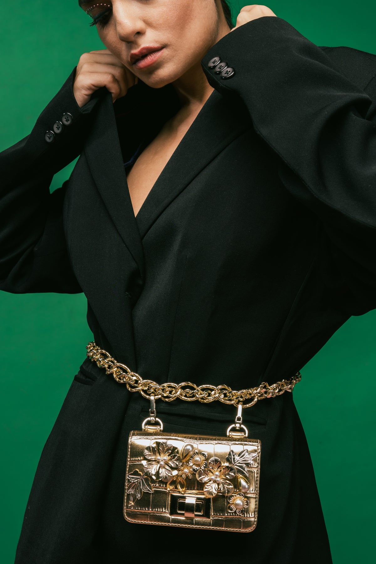 24k Gold Chain-link Belt Bag