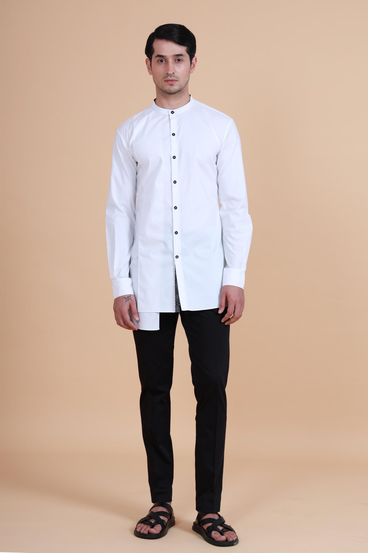 Bandhgala Collar Asymmetric Shirt Kurta