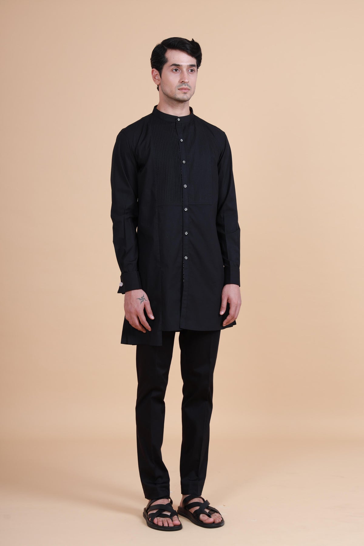 Asymmetric Front Open Kurta Shirt