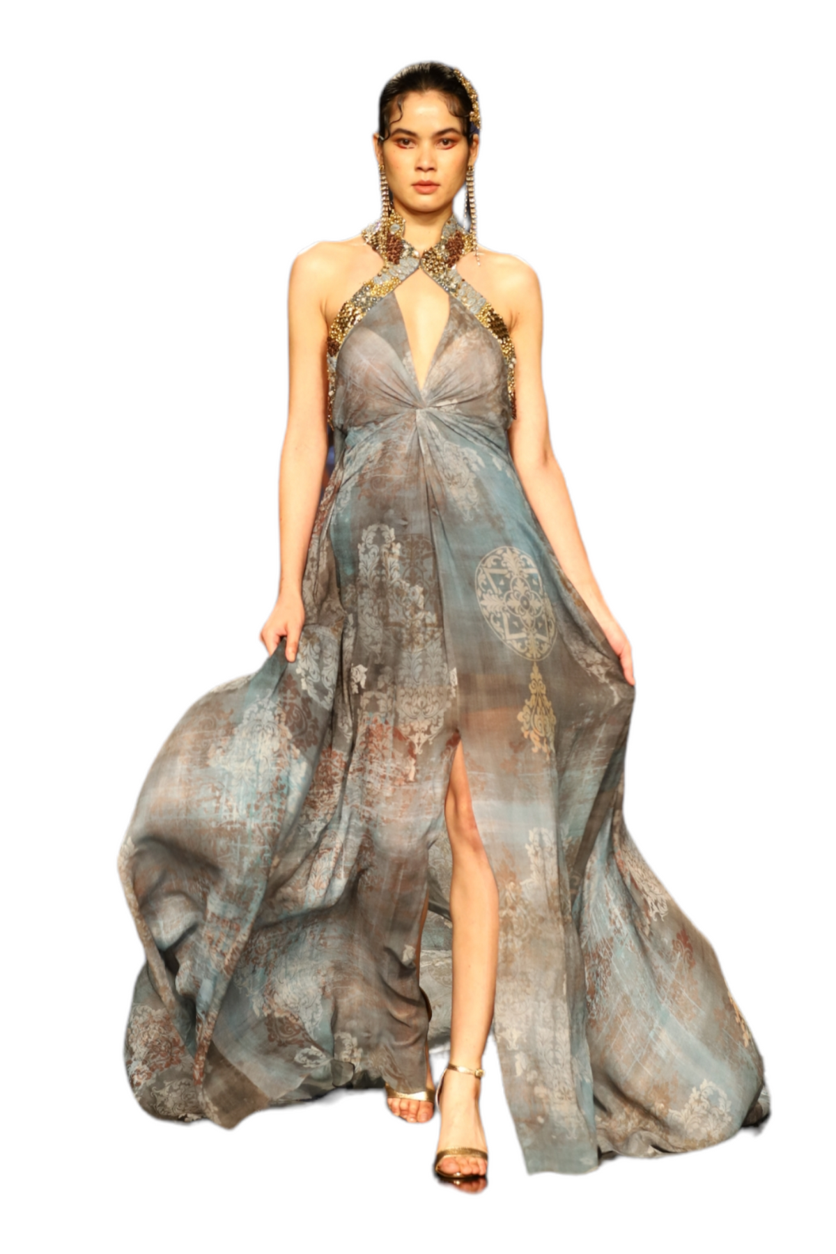 Flint Printed Chiffon Gown