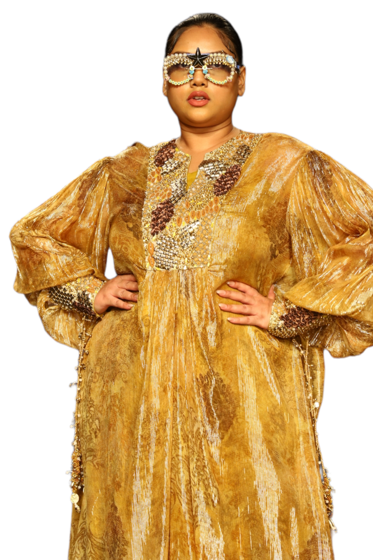 Dijon Printed Lurex Kaftan